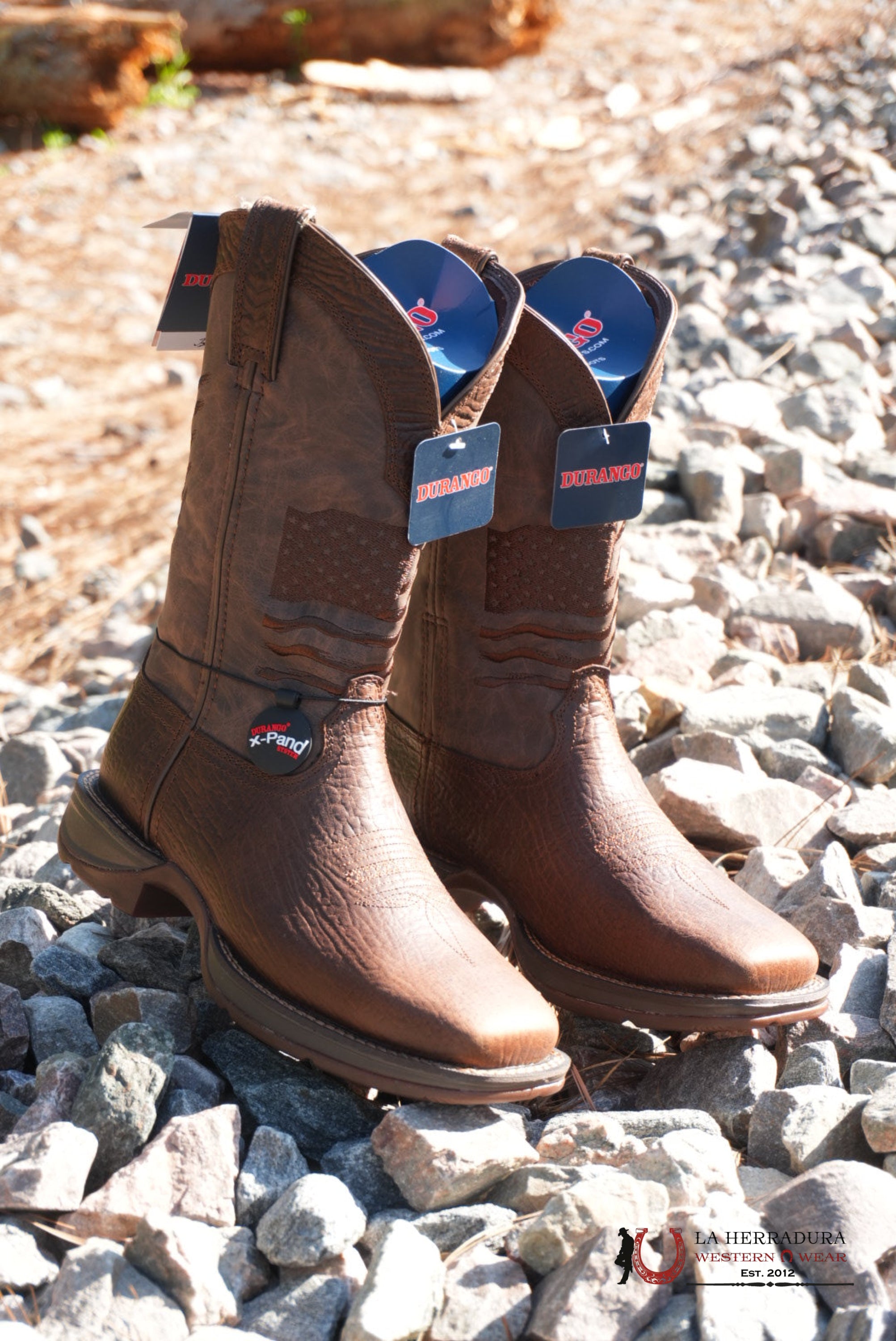 DURANGO MENS WORK BOOT REBEL DARK ALL DARK BROWN AMERICAN FLAG DDB0314