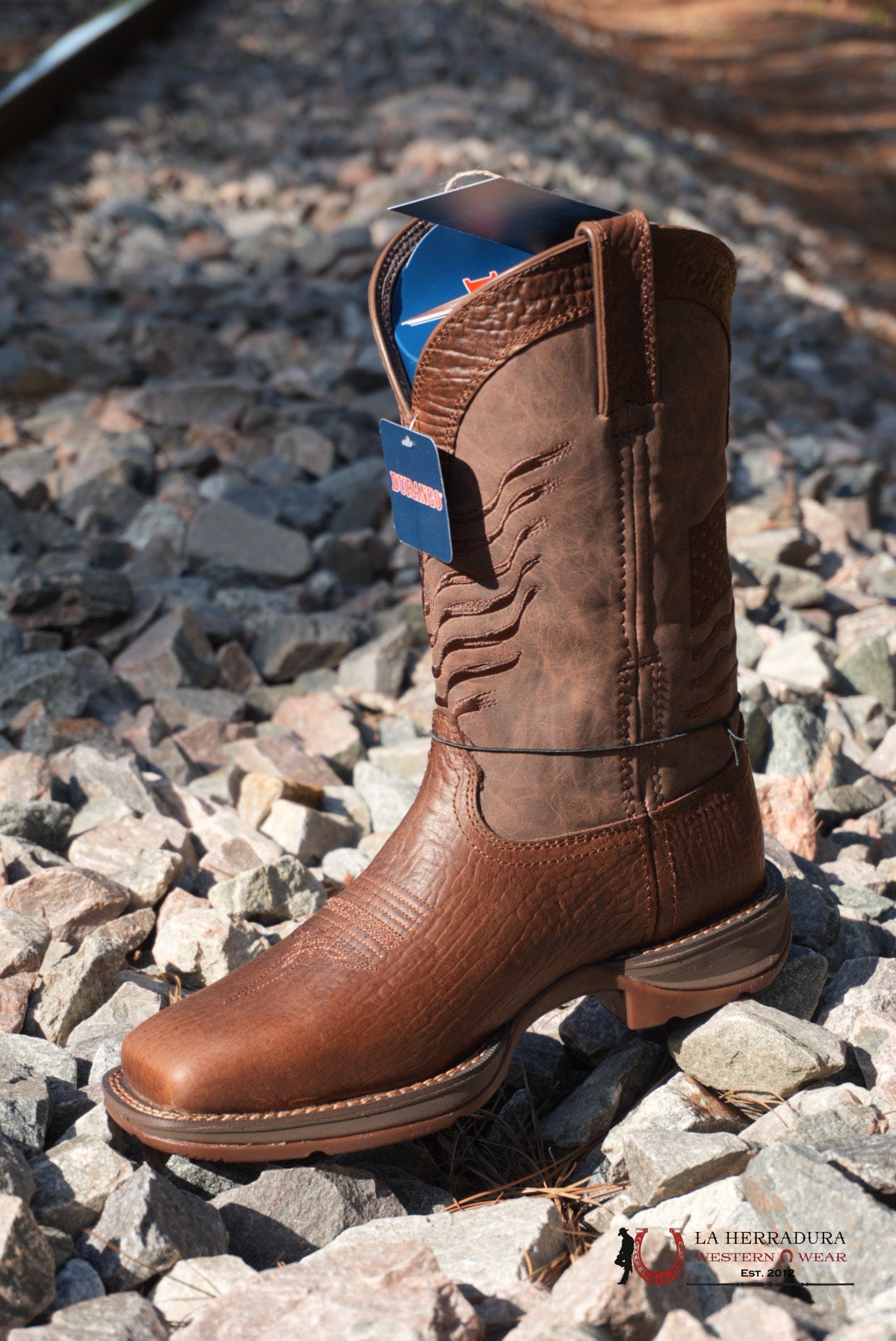DURANGO MENS WORK BOOT REBEL DARK ALL DARK BROWN AMERICAN FLAG DDB0314