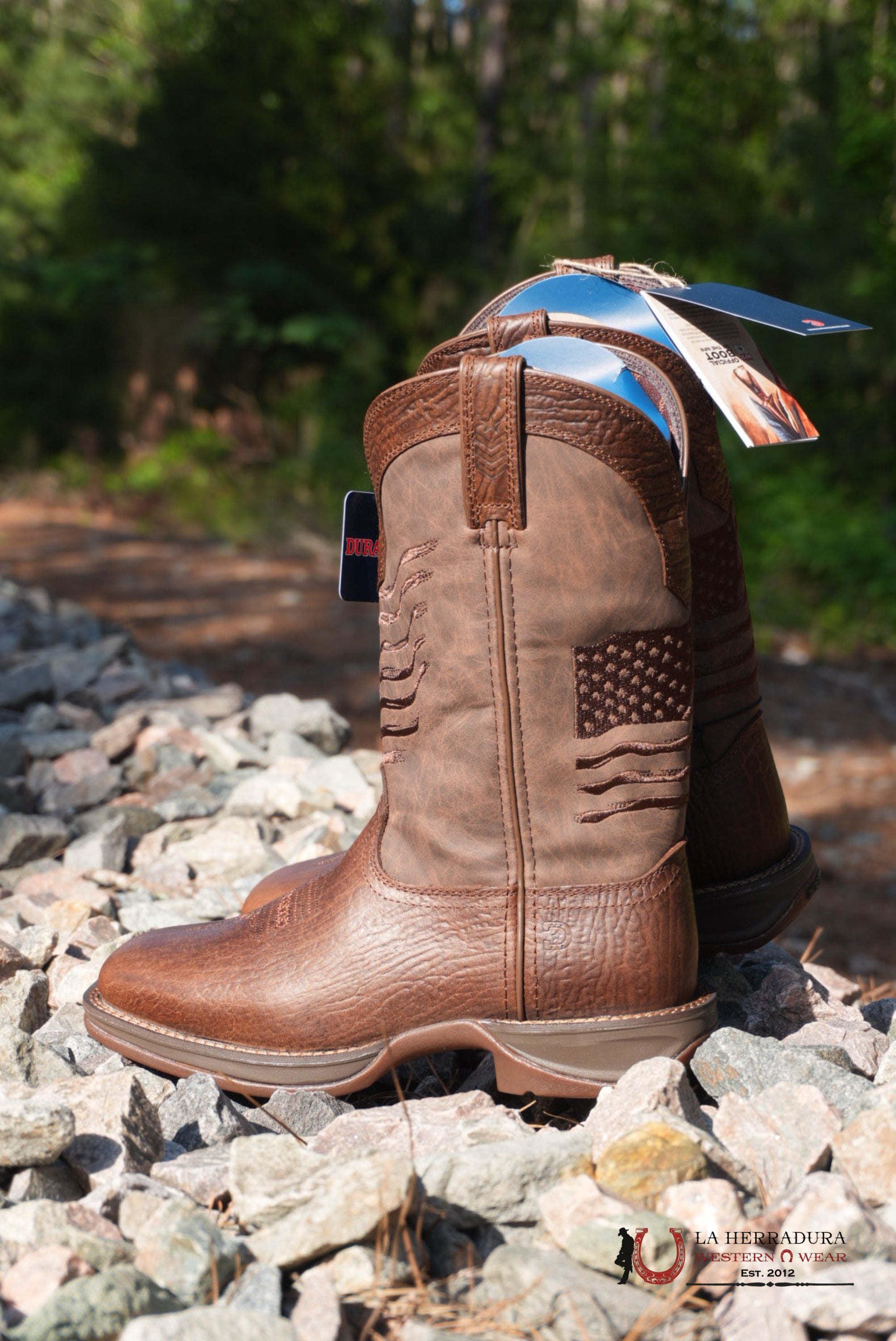 DURANGO MENS WORK BOOT REBEL DARK ALL DARK BROWN AMERICAN FLAG DDB0314