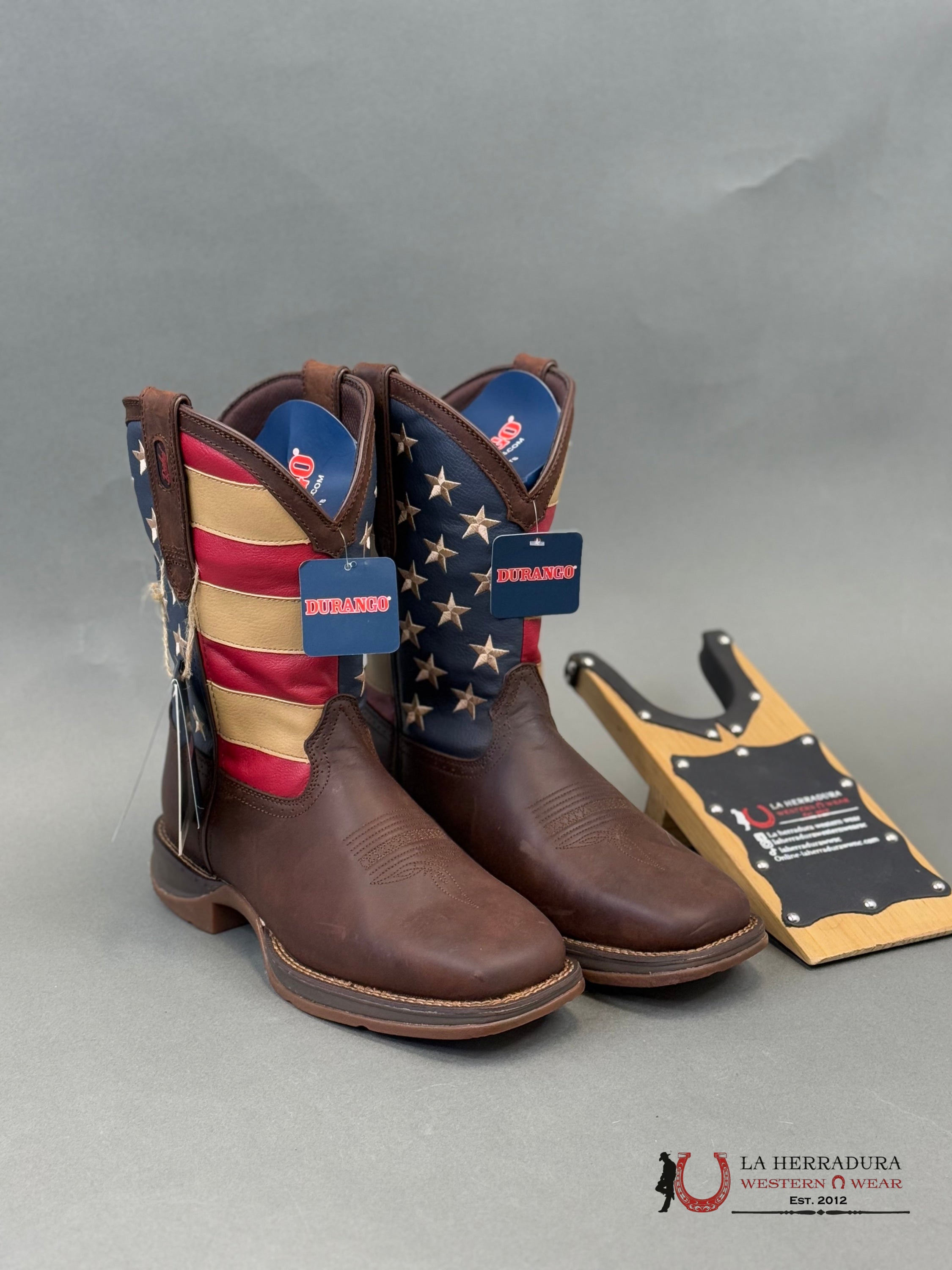 Durango Mens Work Boot Rebel Dark Brown American Flag Ddb0554