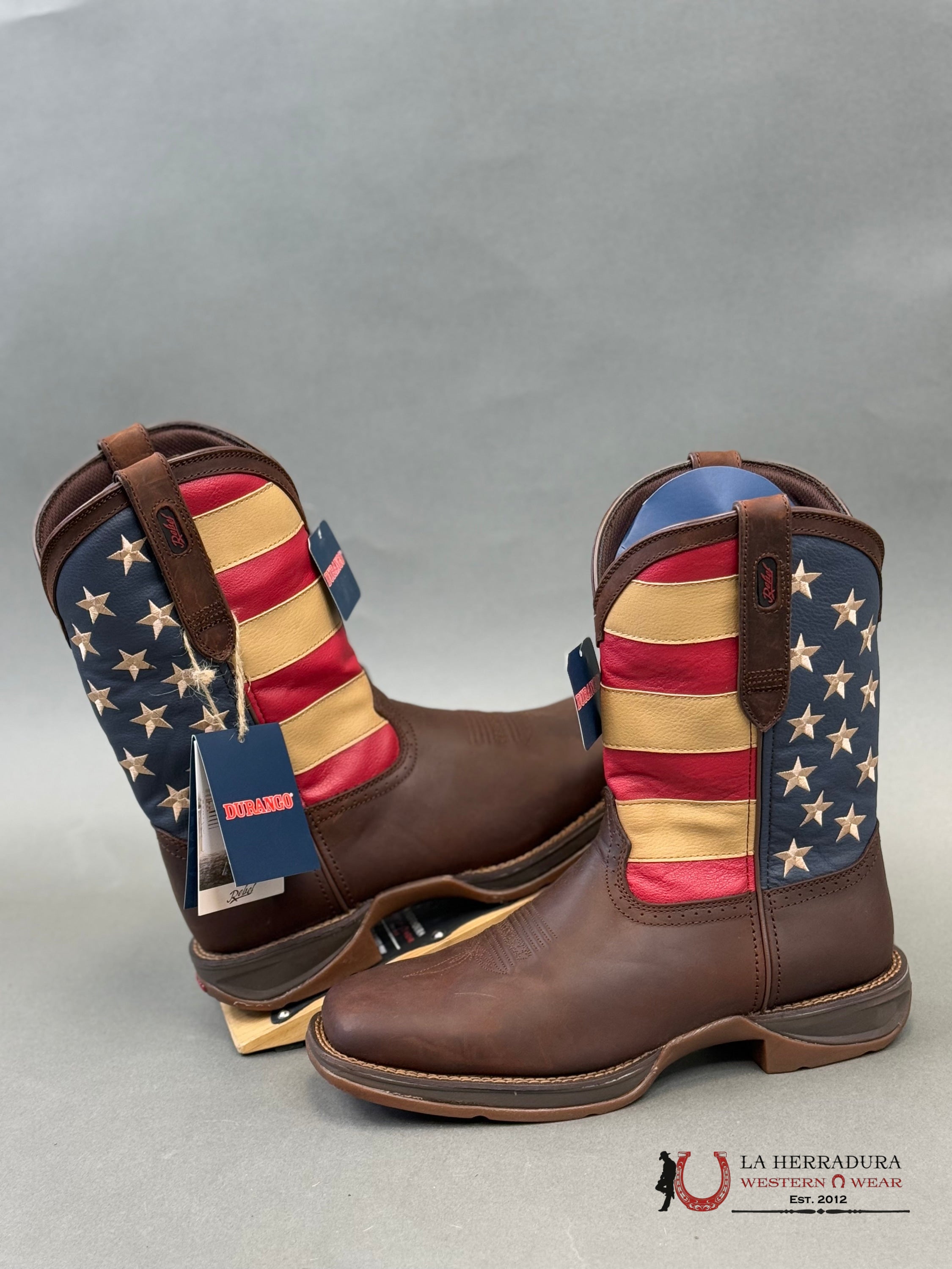 Durango Mens Work Boot Rebel Dark Brown American Flag Ddb0554