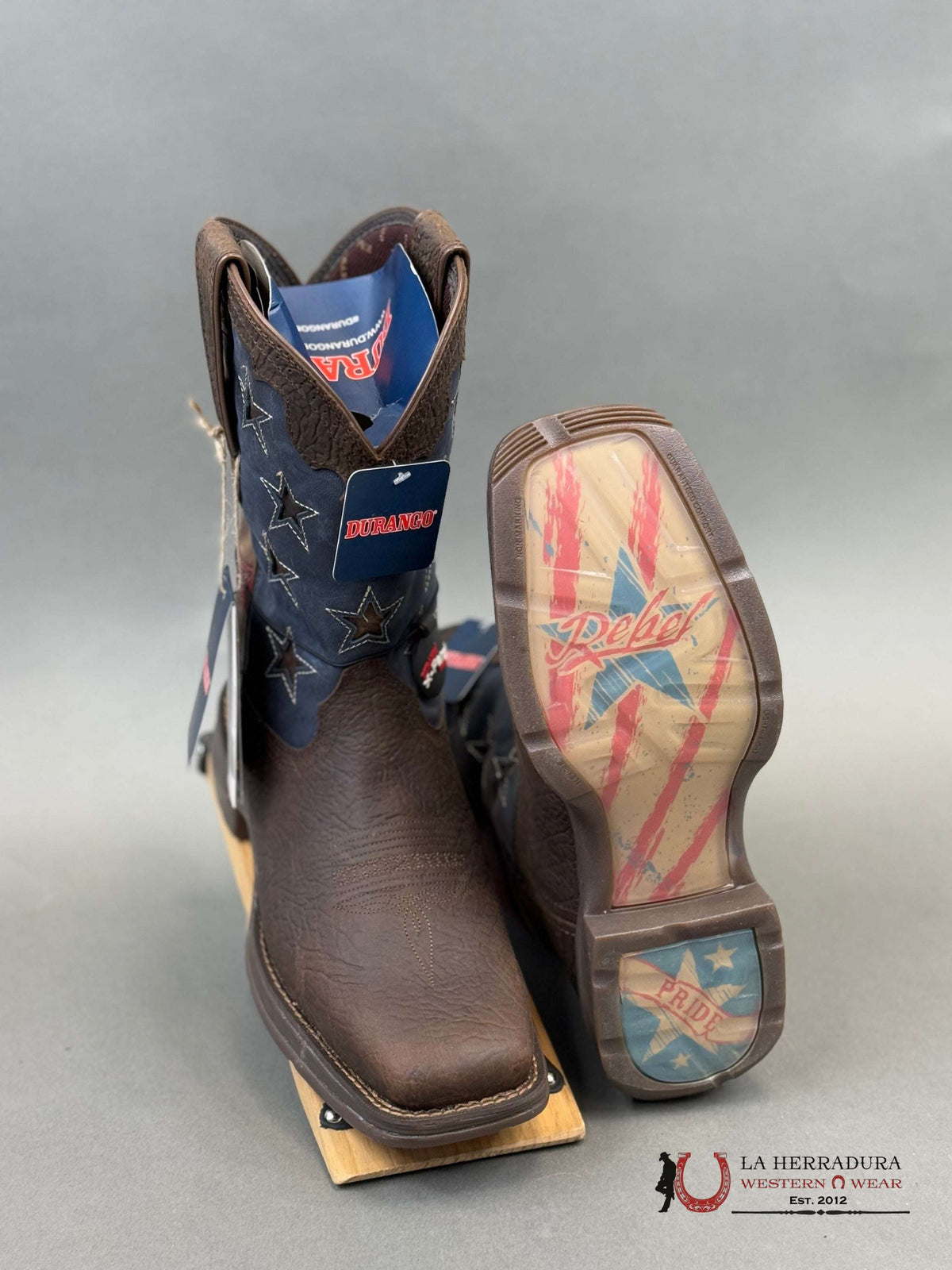 Durango Men\'s Rebel American Flag Western Boots Sz 7D Brown DURANGO MENS WORK BOOT REBEL DARK BROWN DARK AMERICAN FLAG  main image 2