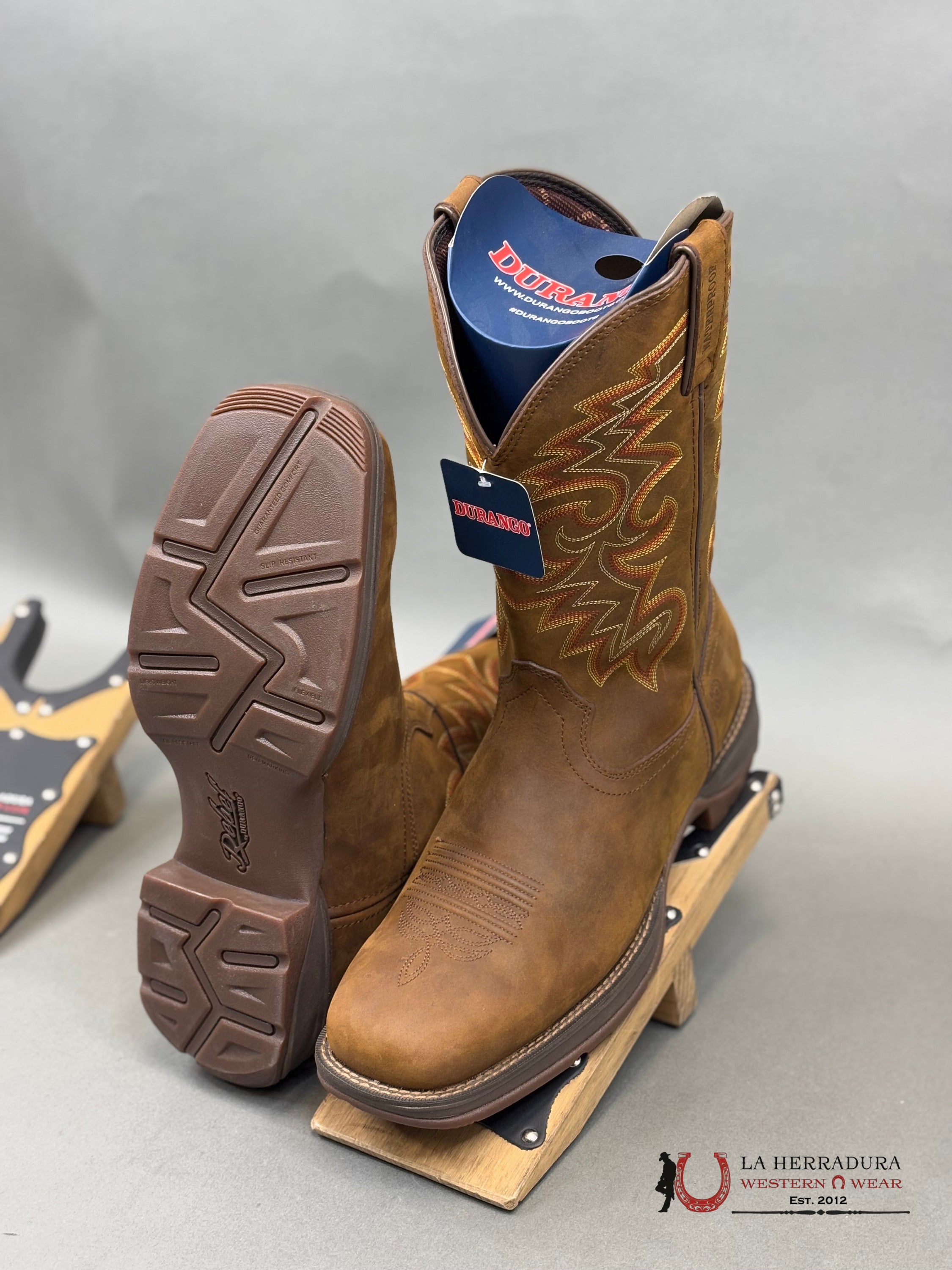 Durango Mens Work Boot Rebel Dark Brown Yellow/Red Stitch Tube Ddb0317