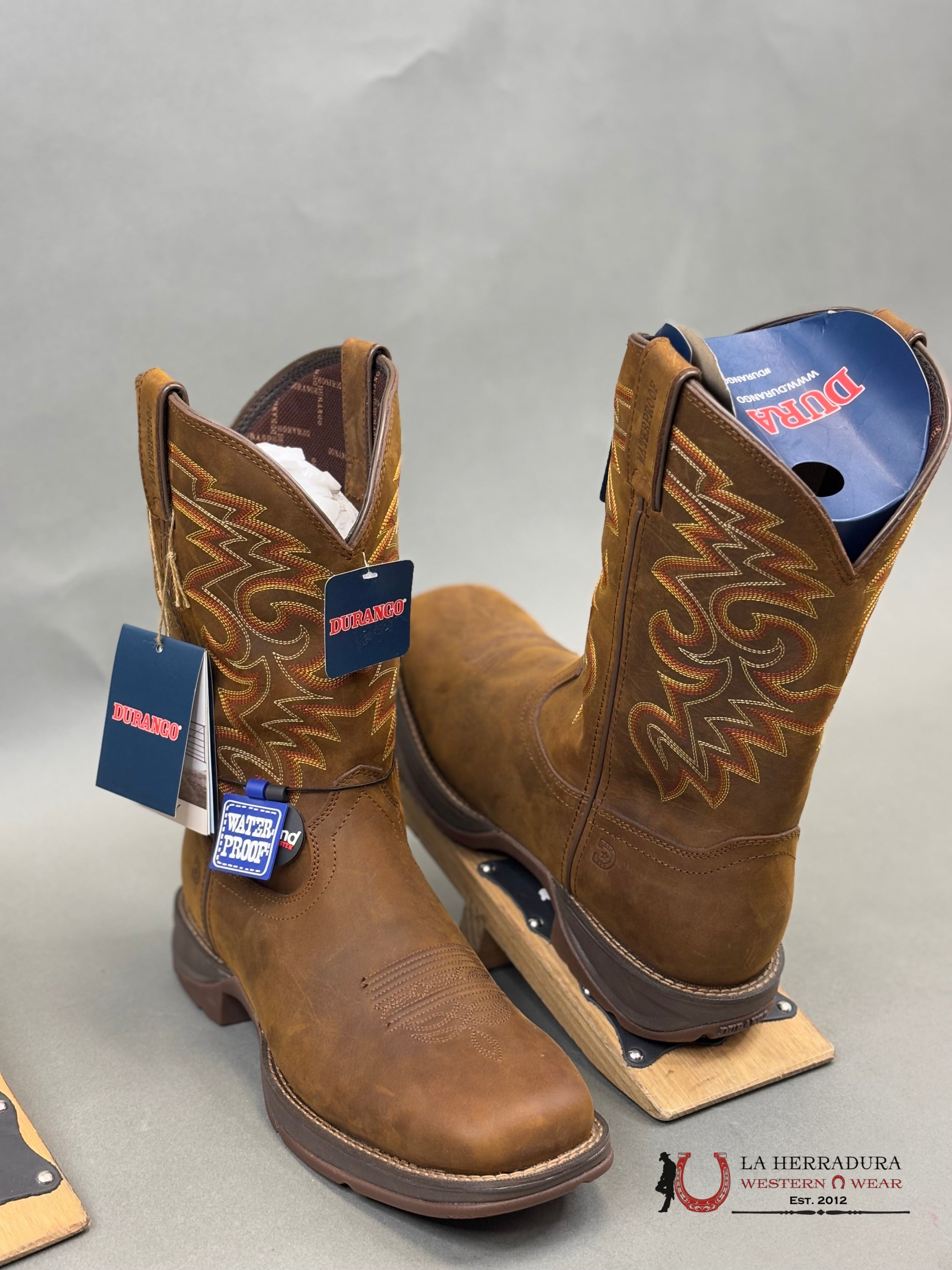 Durango Mens Work Boot Rebel Dark Brown Yellow/Red Stitch Tube Ddb0317