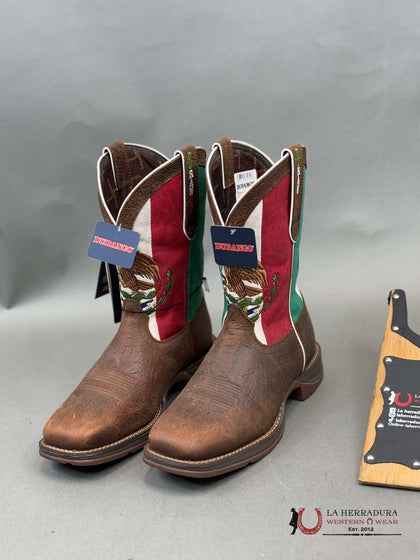 BOTA DE TRABAJO PARA HOMBRE DURANGO REBEL TUBO BANDERA MEXICANA MARRÓN DDB0430