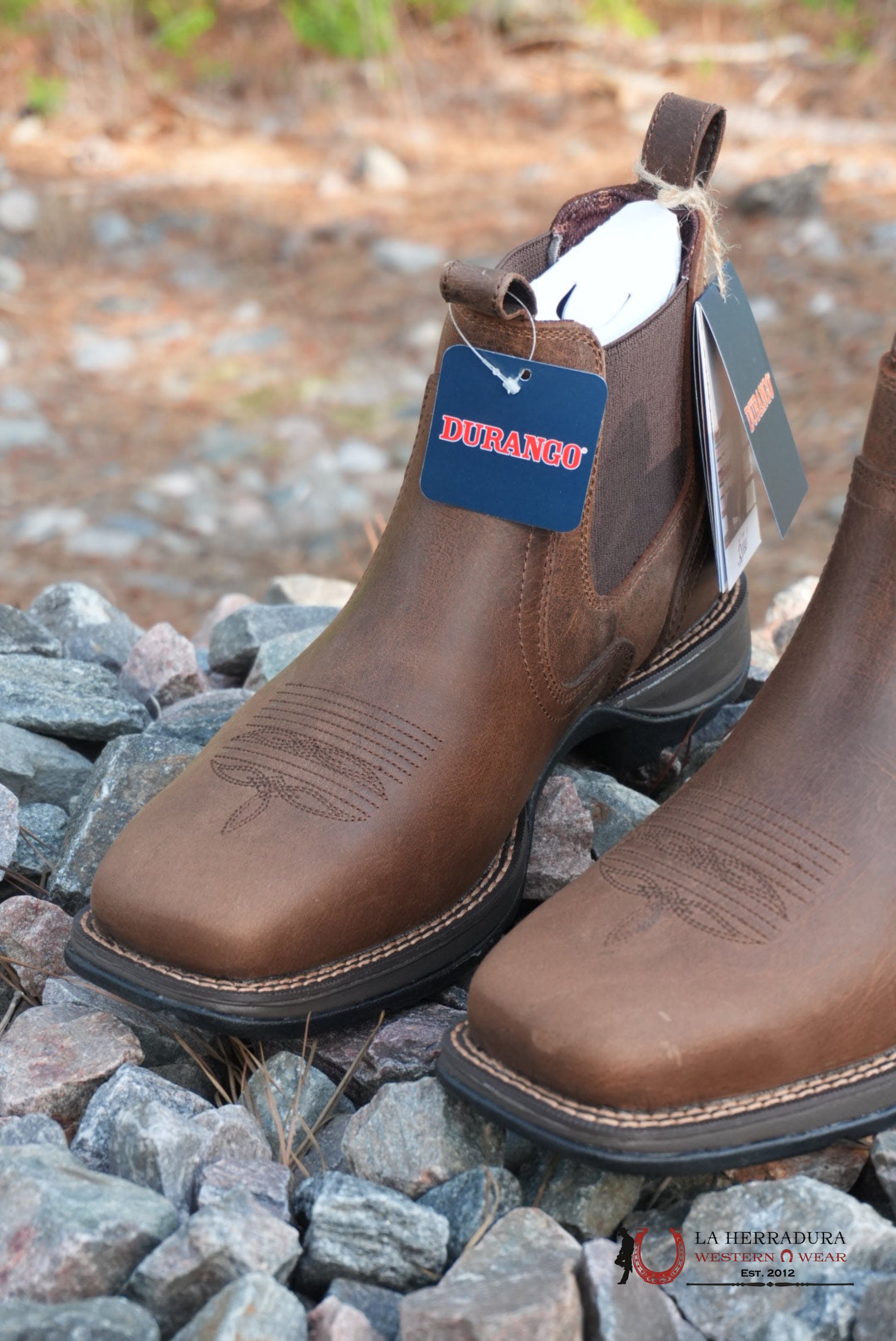 DURANGO REBEL STEEL SQUARE TOE DARK BROWN SHORT WORK BOOT