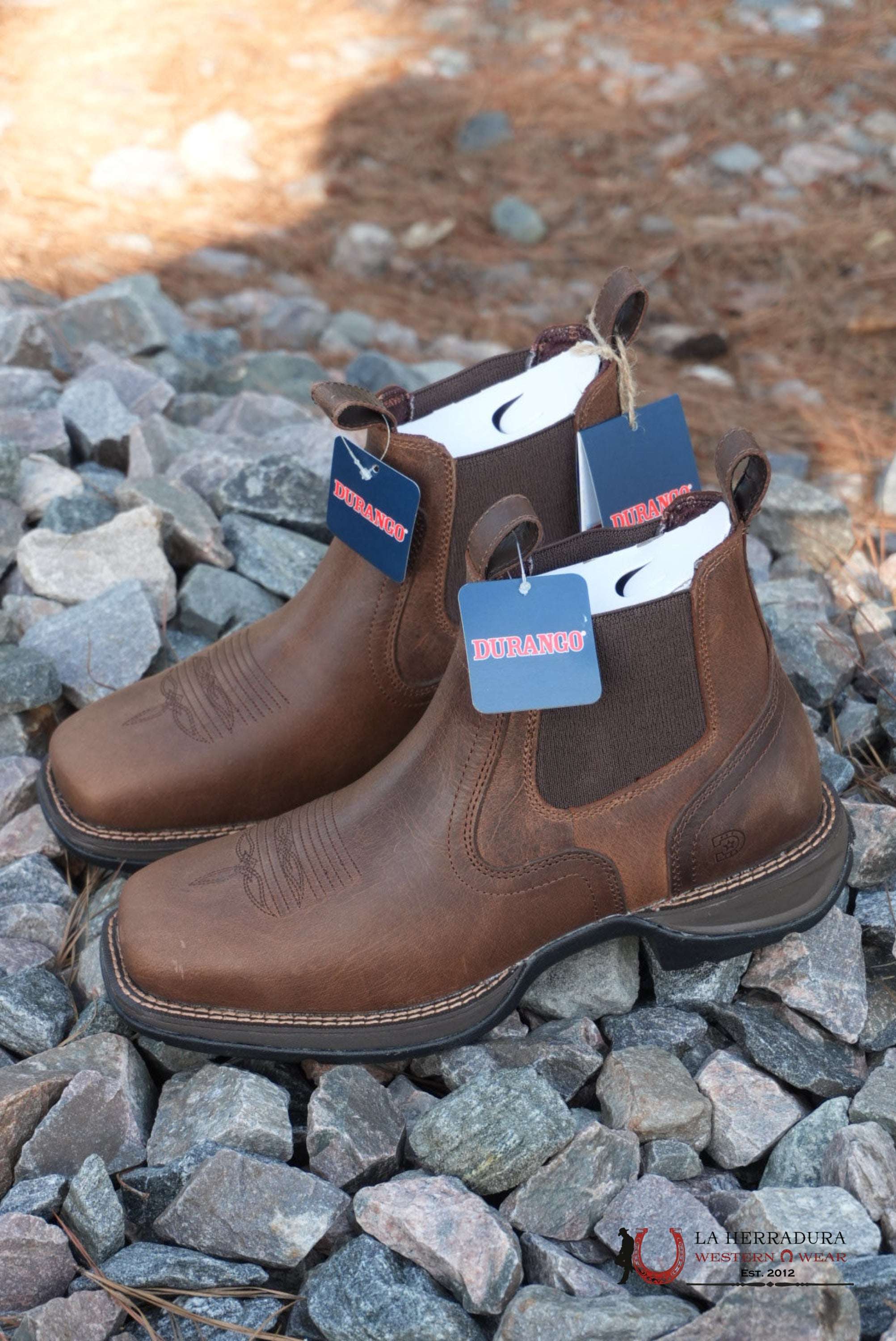DURANGO REBEL STEEL SQUARE TOE DARK BROWN SHORT WORK BOOT DDB0460