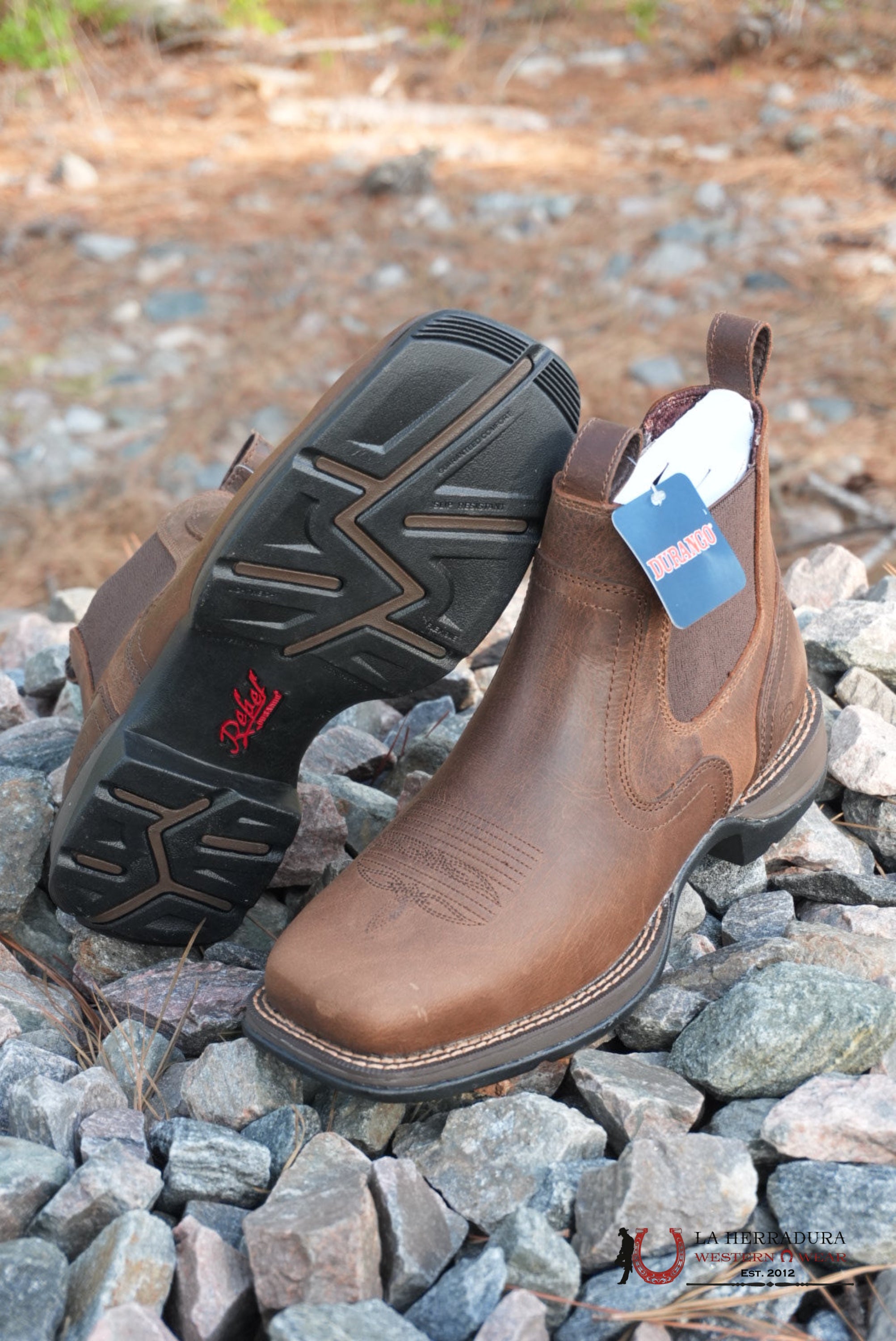 DURANGO REBEL STEEL SQUARE TOE DARK BROWN SHORT WORK BOOT