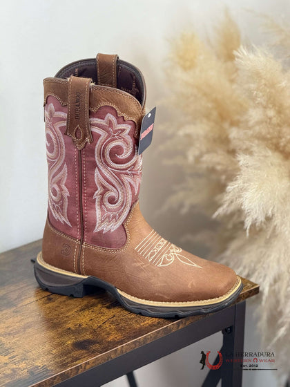 BOTAS DE TRABAJO PARA MUJER DURANGO MARRÓN ROSA TUBO DRD0349