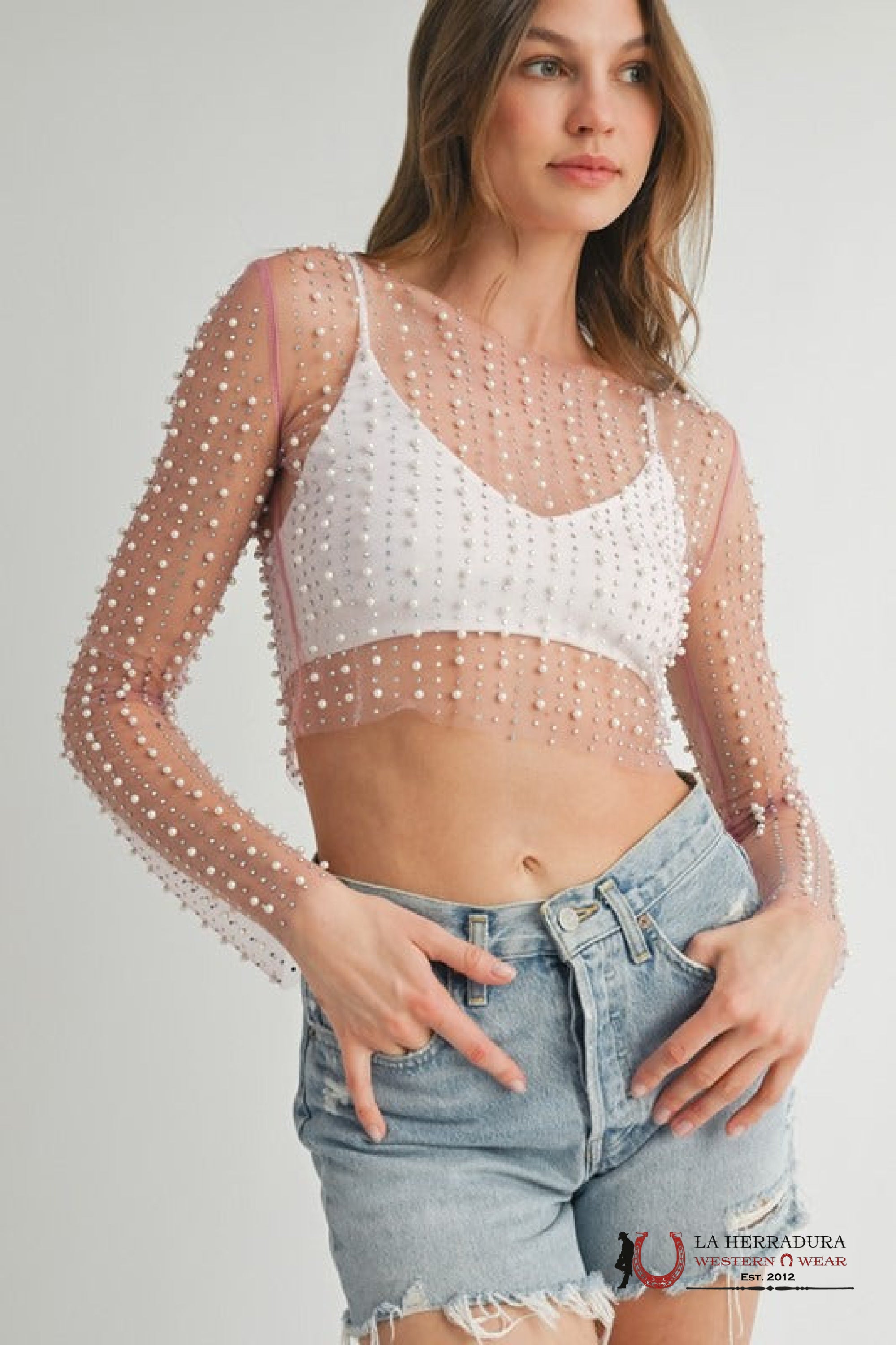 ENDLESS BLU PINK TRANSLUCENT SHINY LONG SLEEVED TOP UT0561 ROPA MUJERES