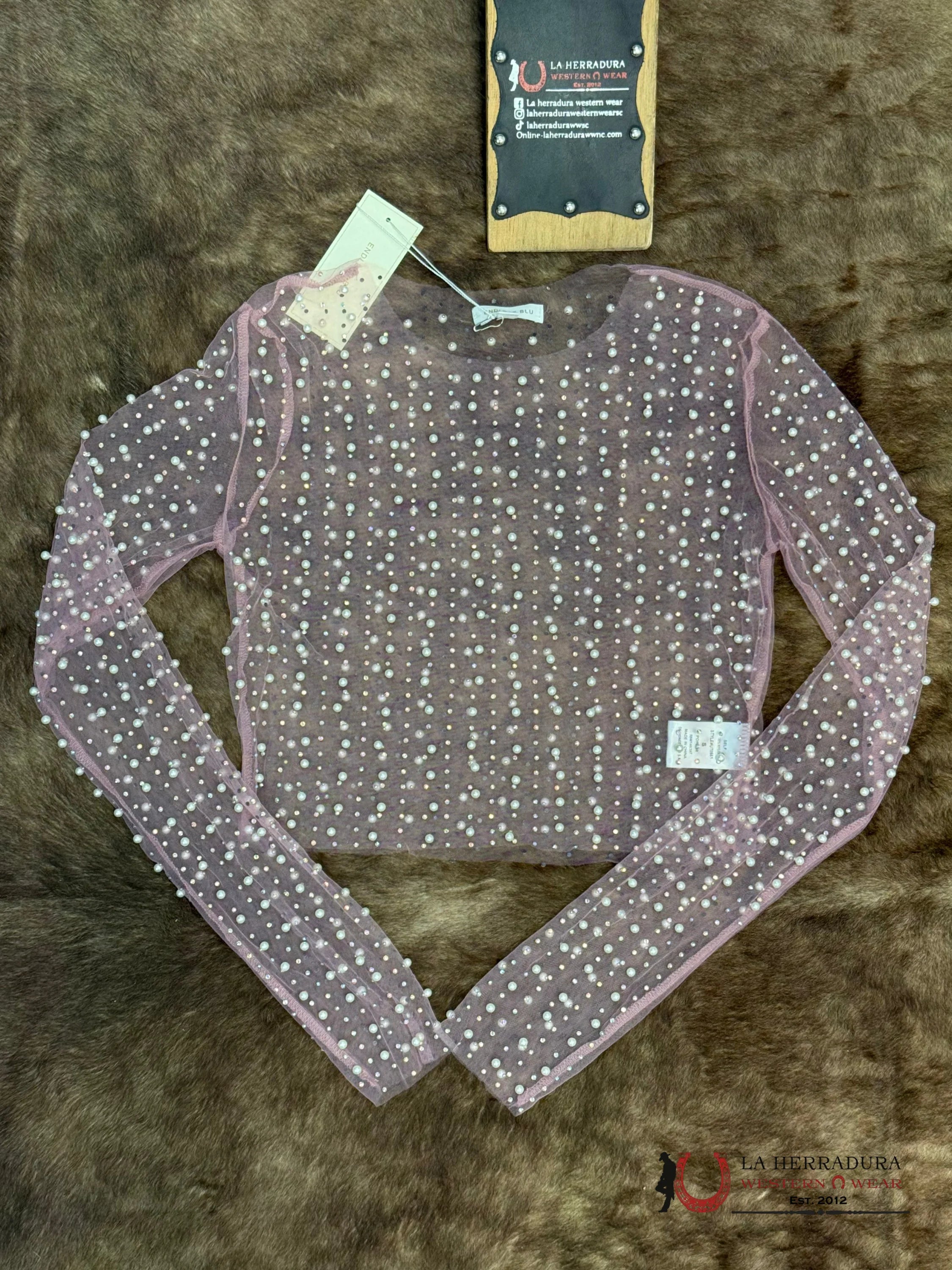 ENDLESS BLU PINK TRANSLUCENT SHINY LONG SLEEVED TOP UT0561 ROPA MUJERES