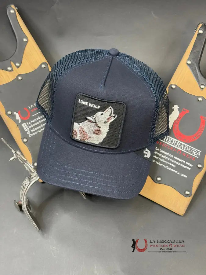 Exotic Animal Lone Wolf Navy Caps Mens Gorras Hombres