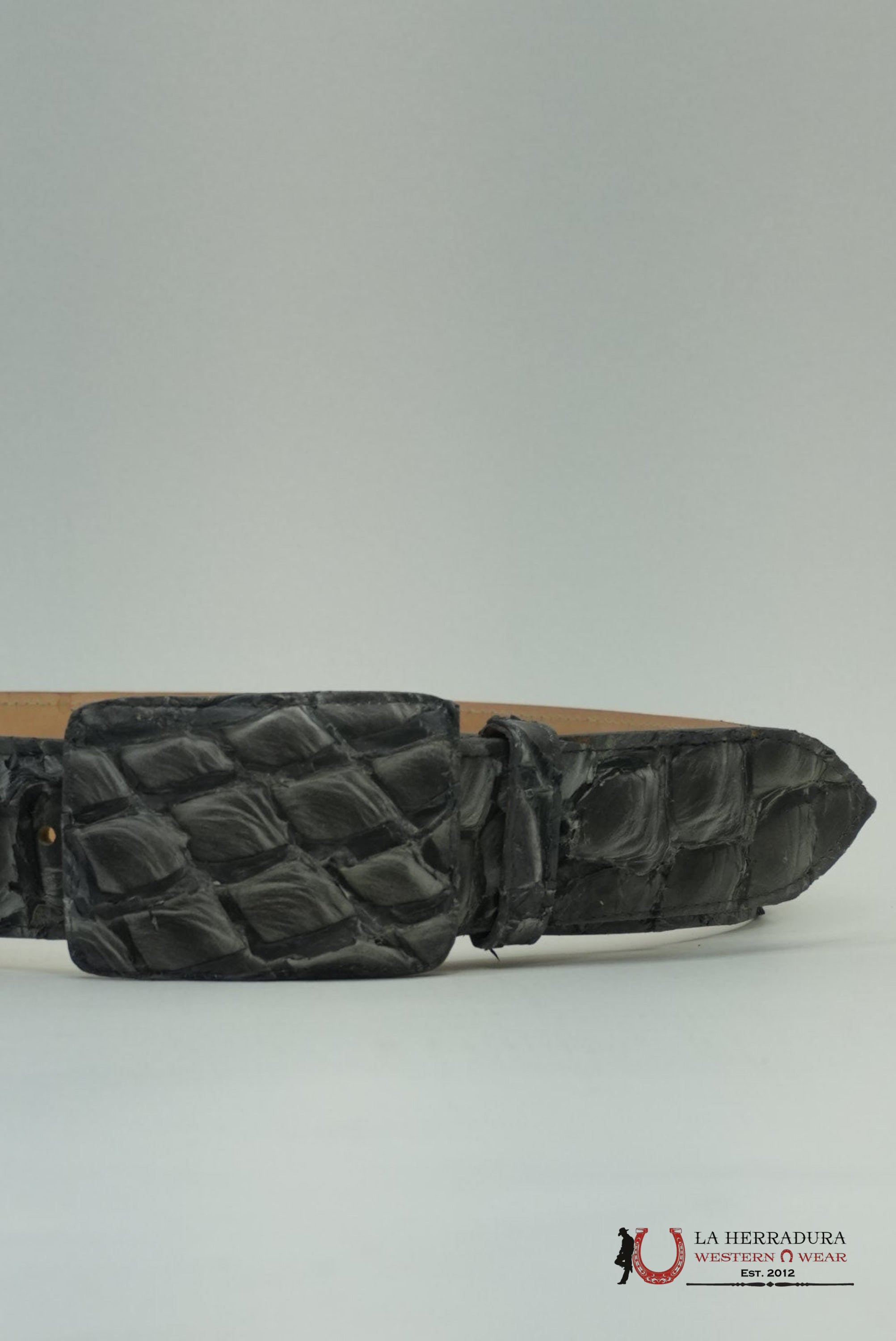 EXOTIC FISH CHARCOAL BELT SQUARE BUCKLE CINTURONES HOMBRES