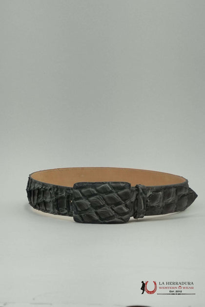EXOTIC FISH CHARCOAL BELT SQUARE BUCKLE