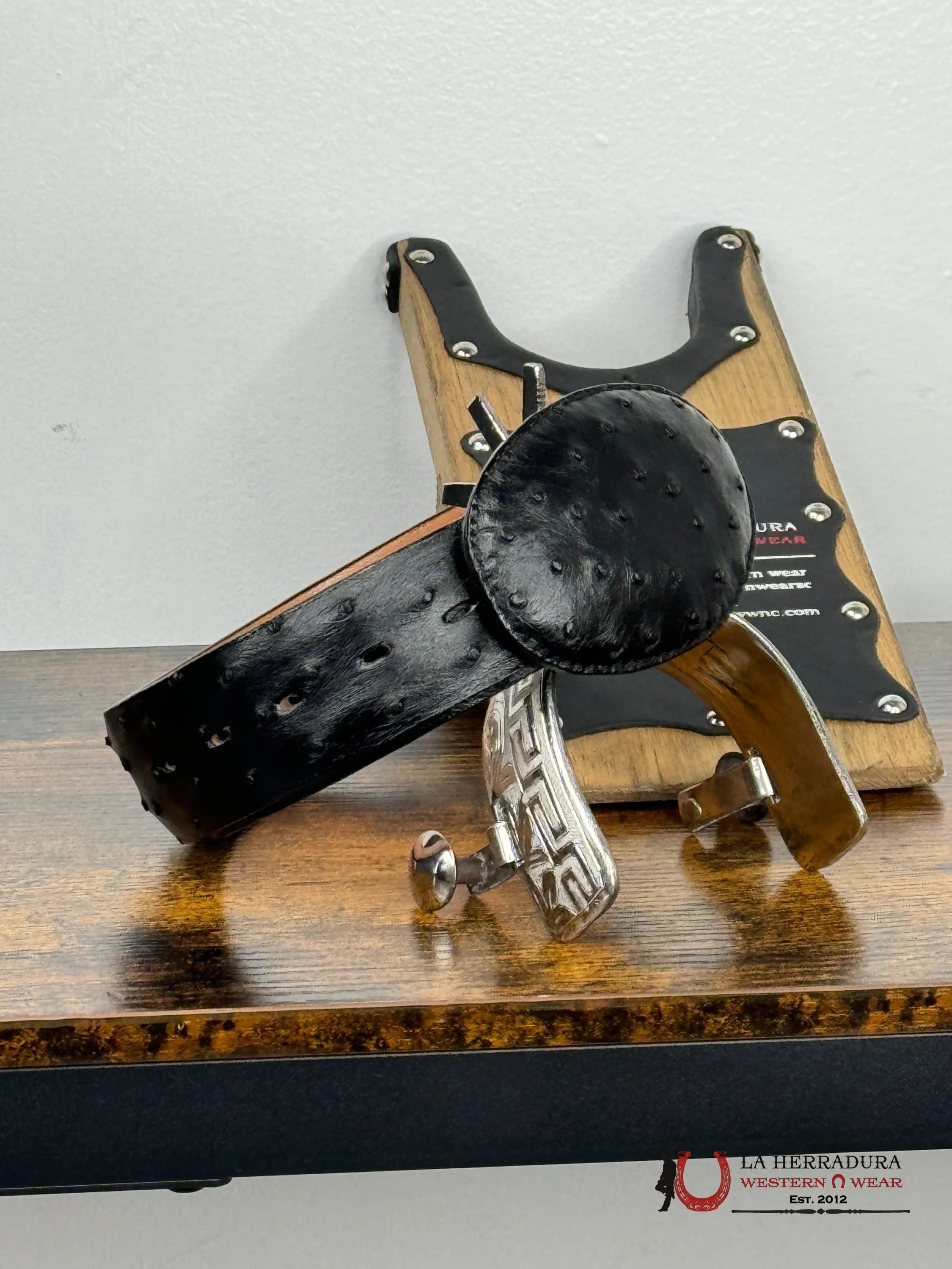 EXOTIC LOS ALTOS OSTRICH BLACK BELT ROUND BUCKLE CINTURONES HOMBRES