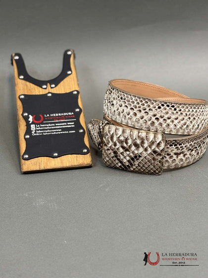 EXOTIC PYTHON NATURAL COLOR BELT SQUARE BUCKLE