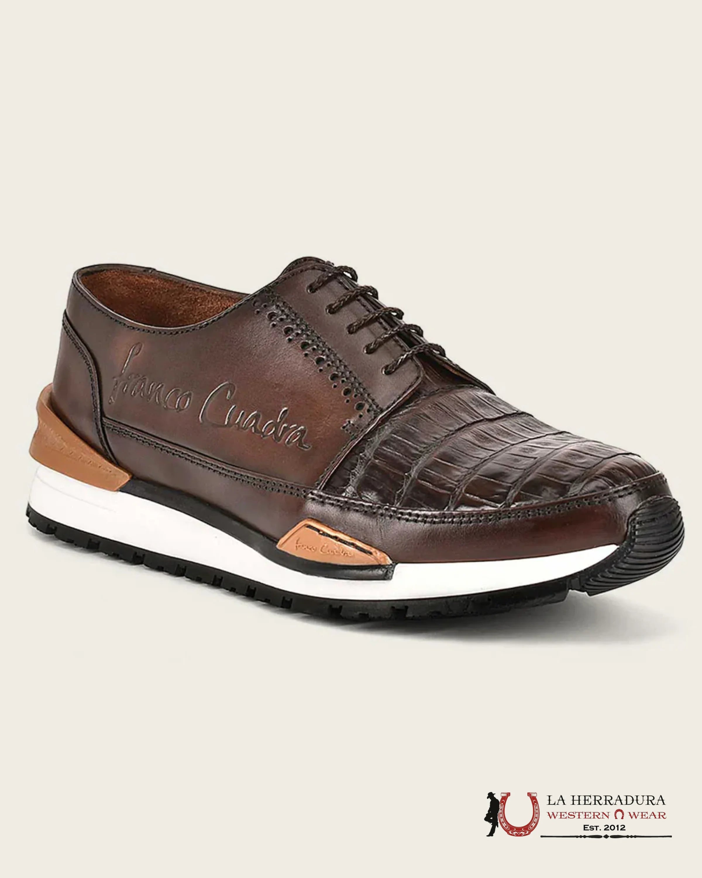FRANCO CUADRA 33098 ZAPATO CAIMAN PLH/TERNERA MURRAY BROWN SHOE BROWN CAIMAN/CALF BOTAS HOMBRES