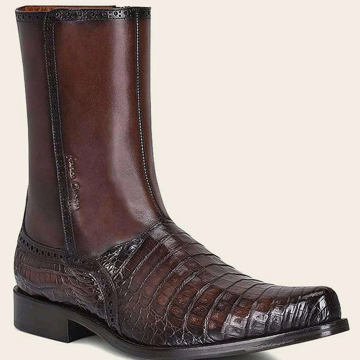 FRANCO CUADRA Mens Dual Zip Mid-Calf Round Toe All Leather Boot (30|12.5) Black Mens Cuadra Boots - 801VNVN R Toe main image 4