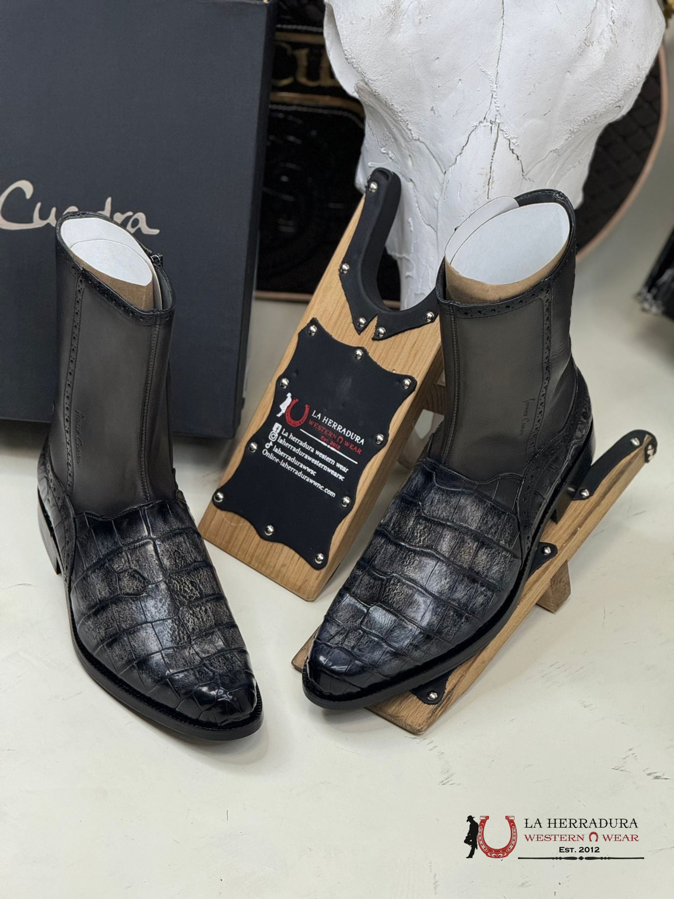 Franco Cuadra Vary Grey Niloticus Cocodile Short Boot Botas Hombres