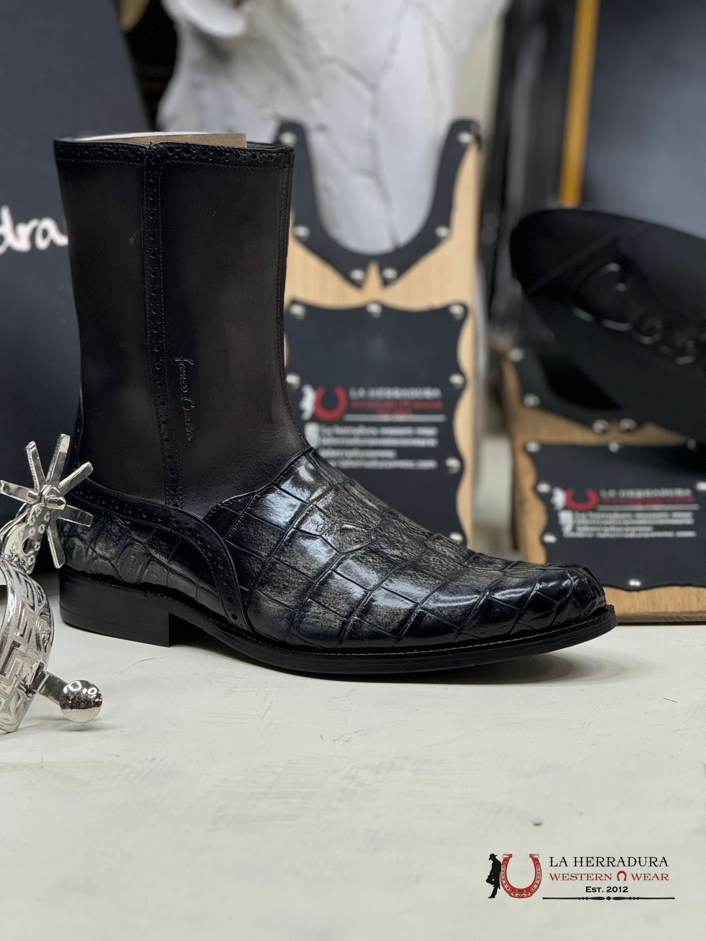 Franco Cuadra Vary Grey Niloticus Cocodile Short Boot Botas Hombres