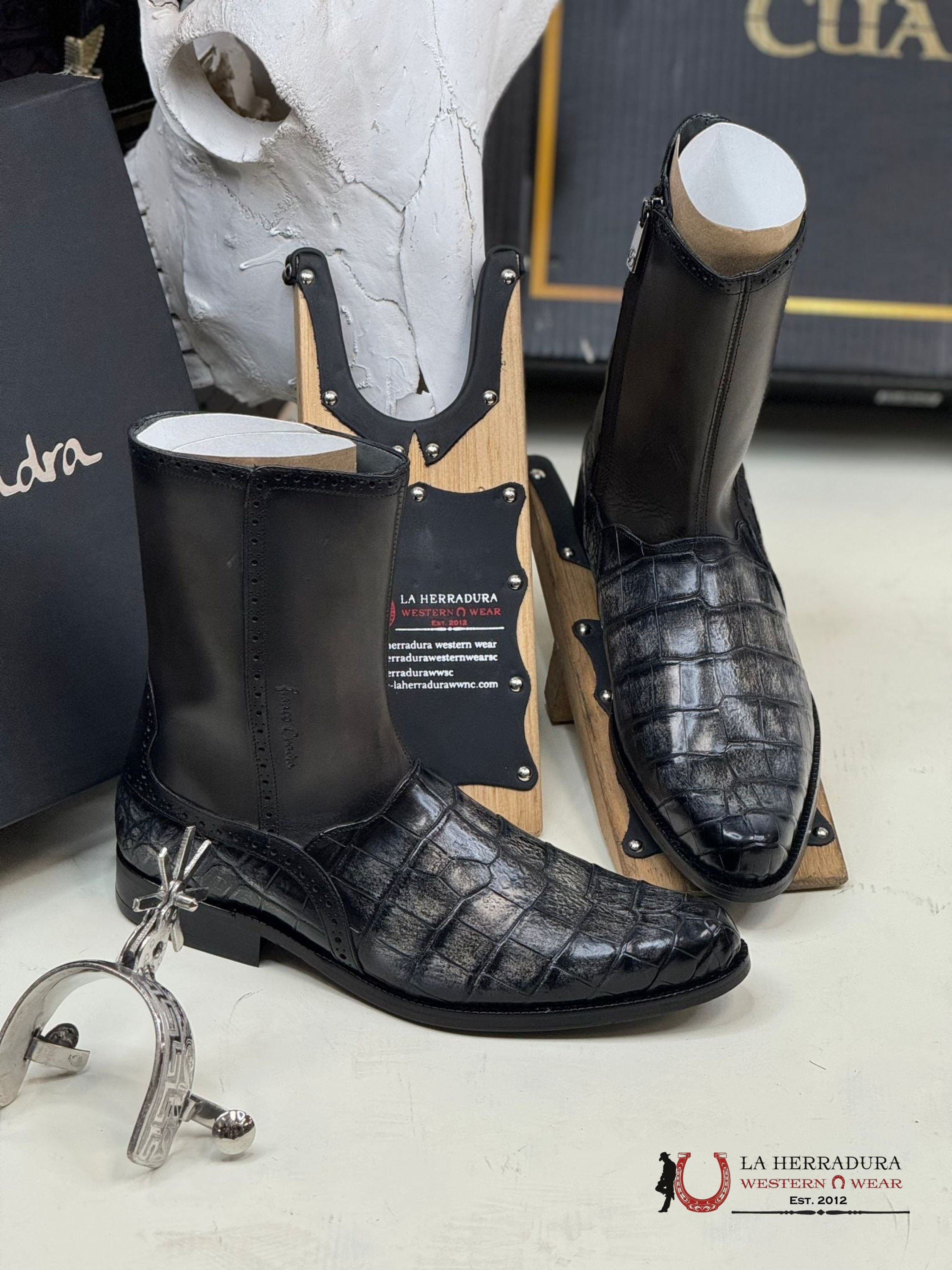 Franco Cuadra Vary Grey Niloticus Cocodile Short Boot Botas Hombres