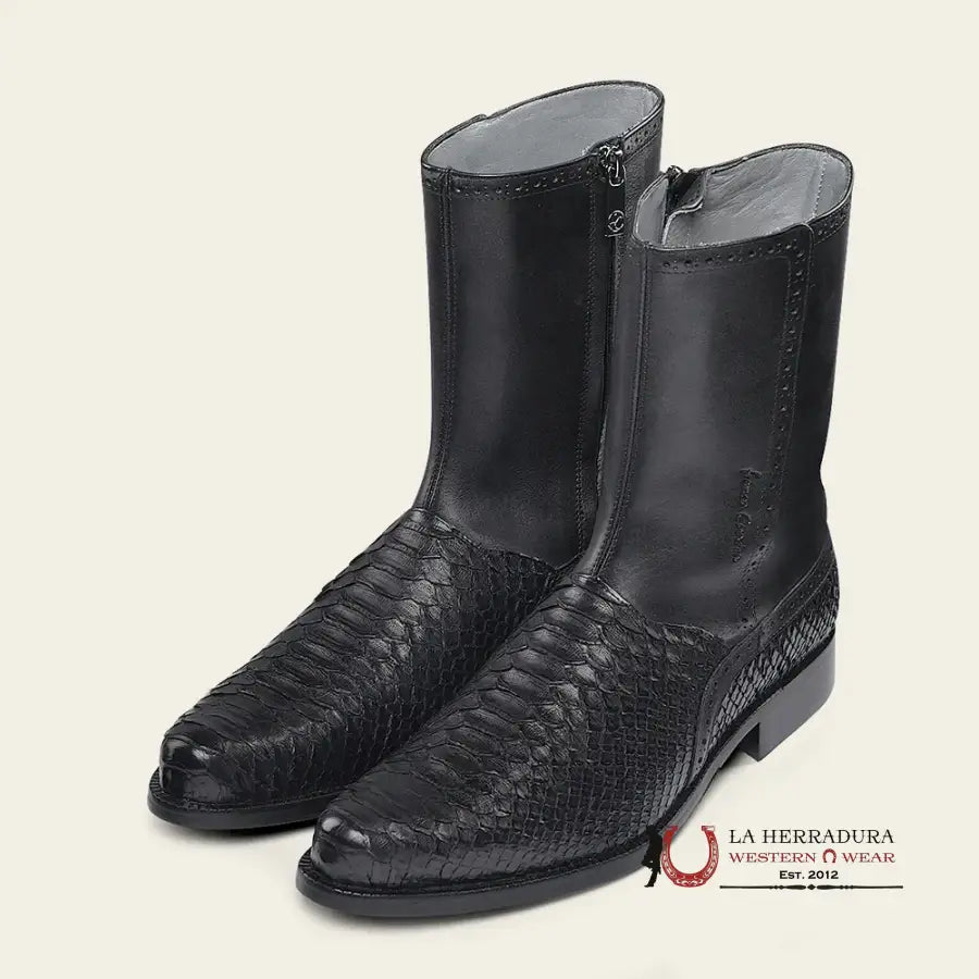 Franco Cuadra Python Ternera Inca Black Short Boot Botas Hombres