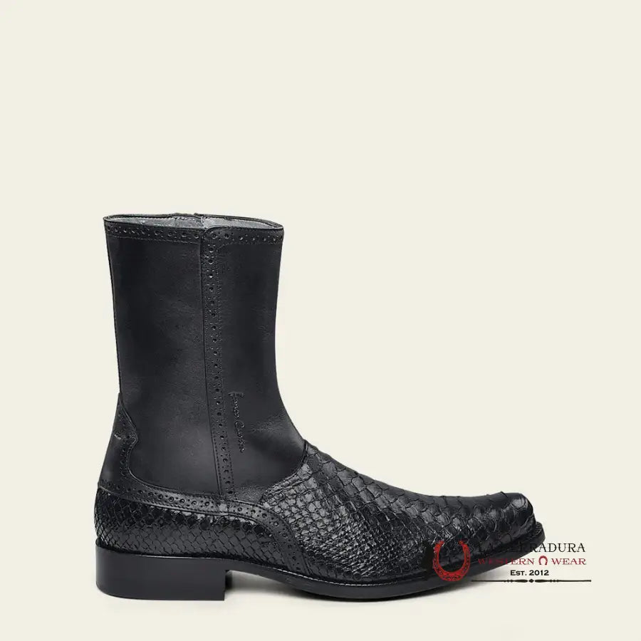 Franco Cuadra Python Ternera Inca Black Short Boot Botas Hombres