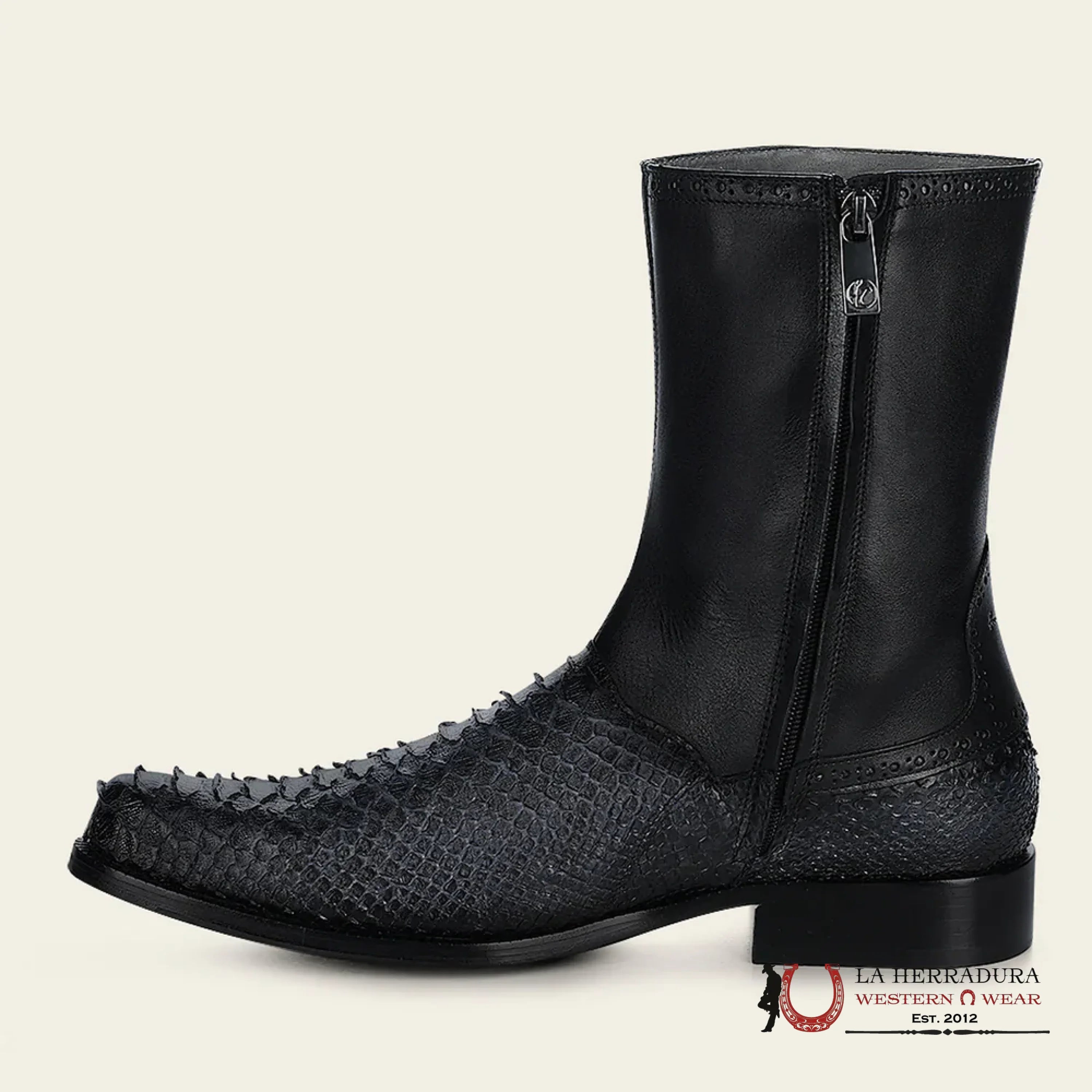 FRANCO CUADRA PYTHON TERNERA INCA BLACK SHORT BOOT FC817 BOTAS HOMBRES