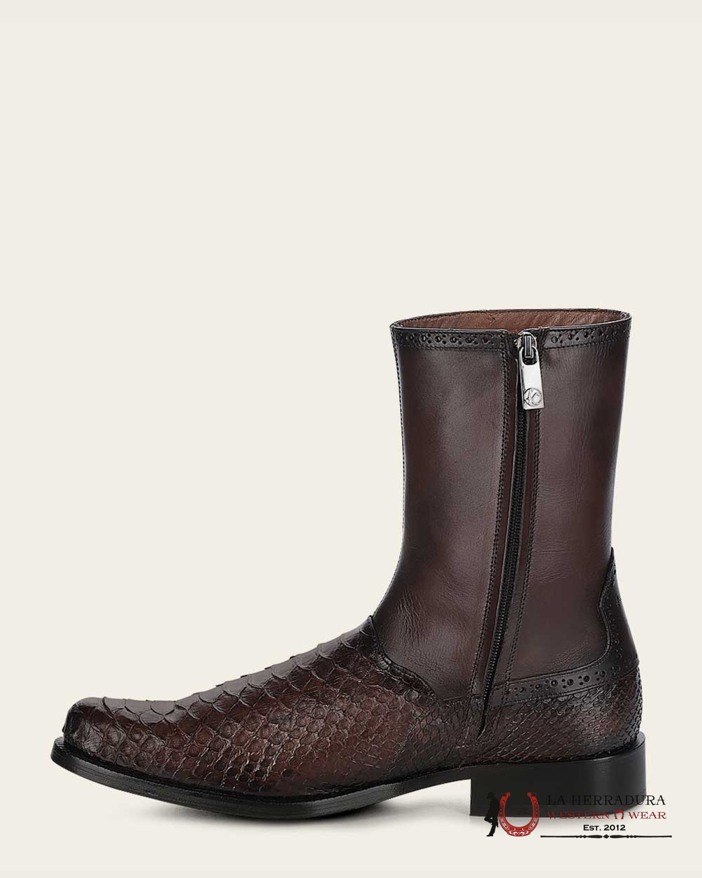 FRANCO CUADRA PYTHON TERNERA INCA CHOCO BROWN SHORT BOOT FC818 BOTAS HOMBRES