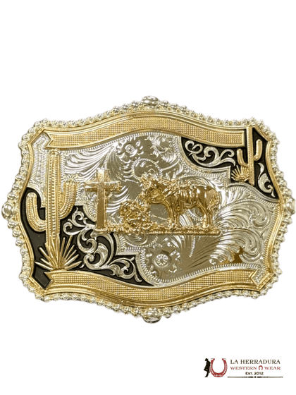 GINETE GOLD AND BLACK DETAILS SQUARE BUCKLE