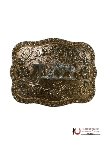 GINETE SILVER AND GOLD SQUARE BUCKLE
