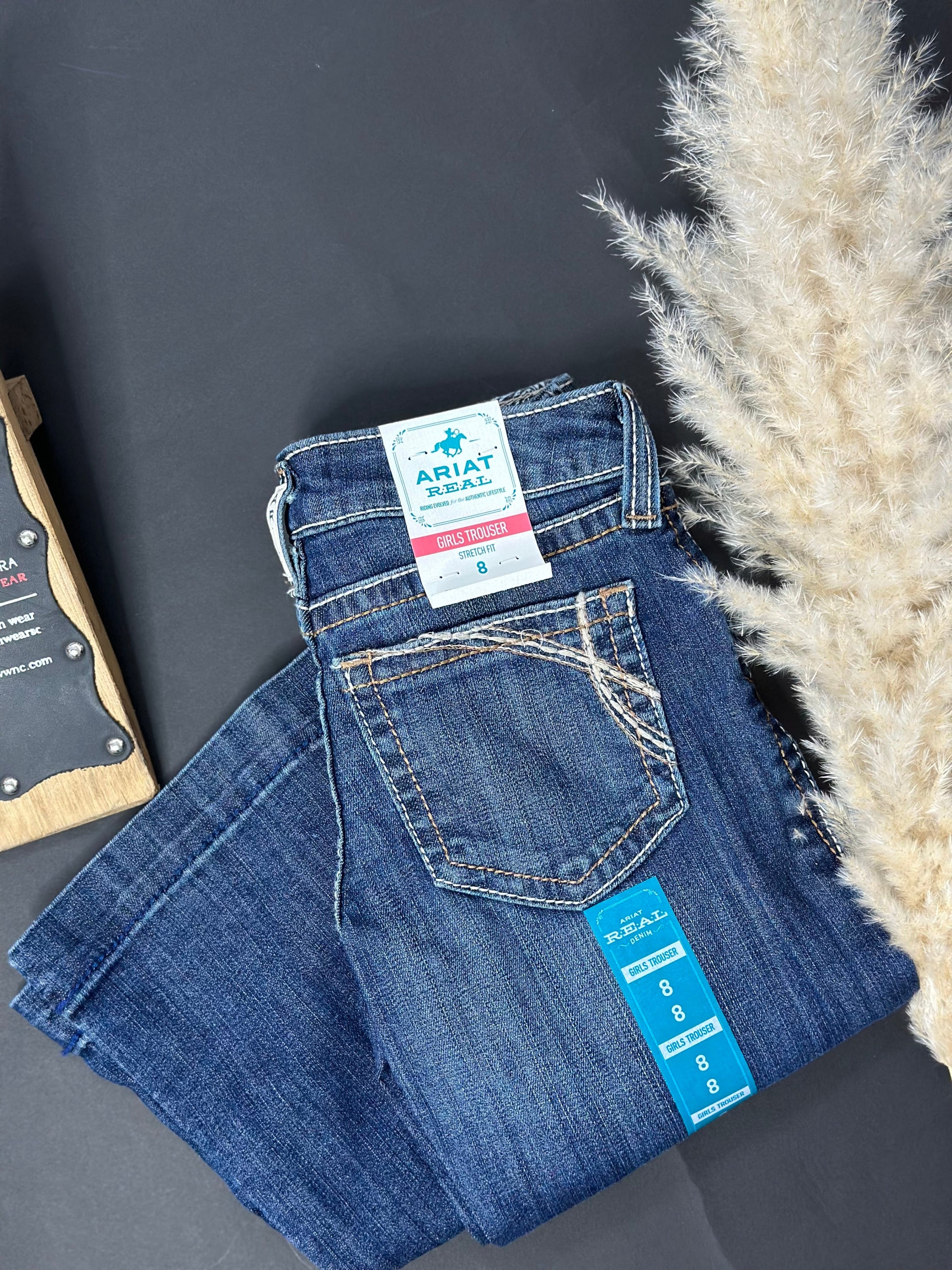 Girls Ariat Real Pacific Trouser Dark Wash Jean Niños