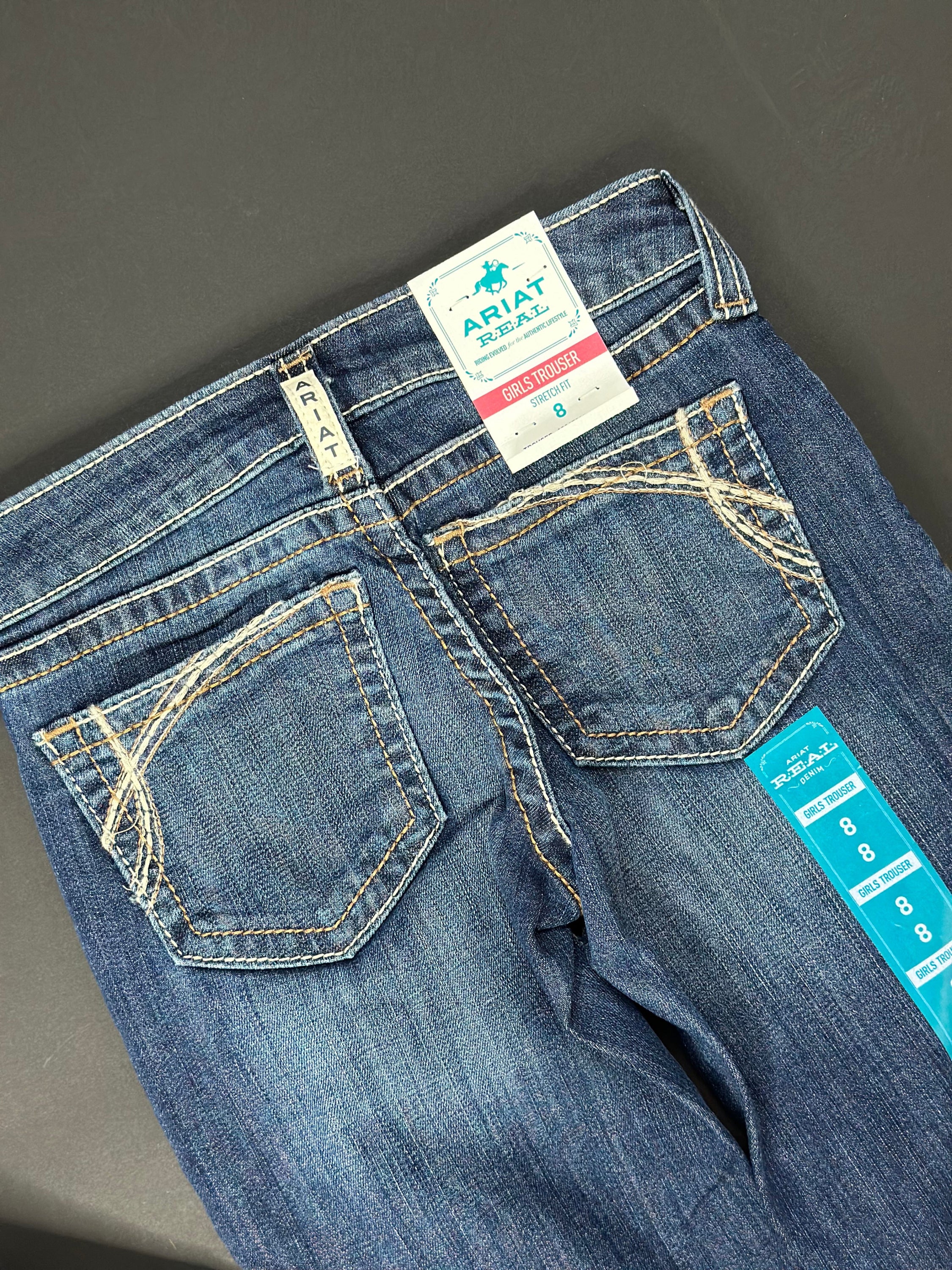 Girls Ariat Real Pacific Trouser Dark Wash Jean Niños