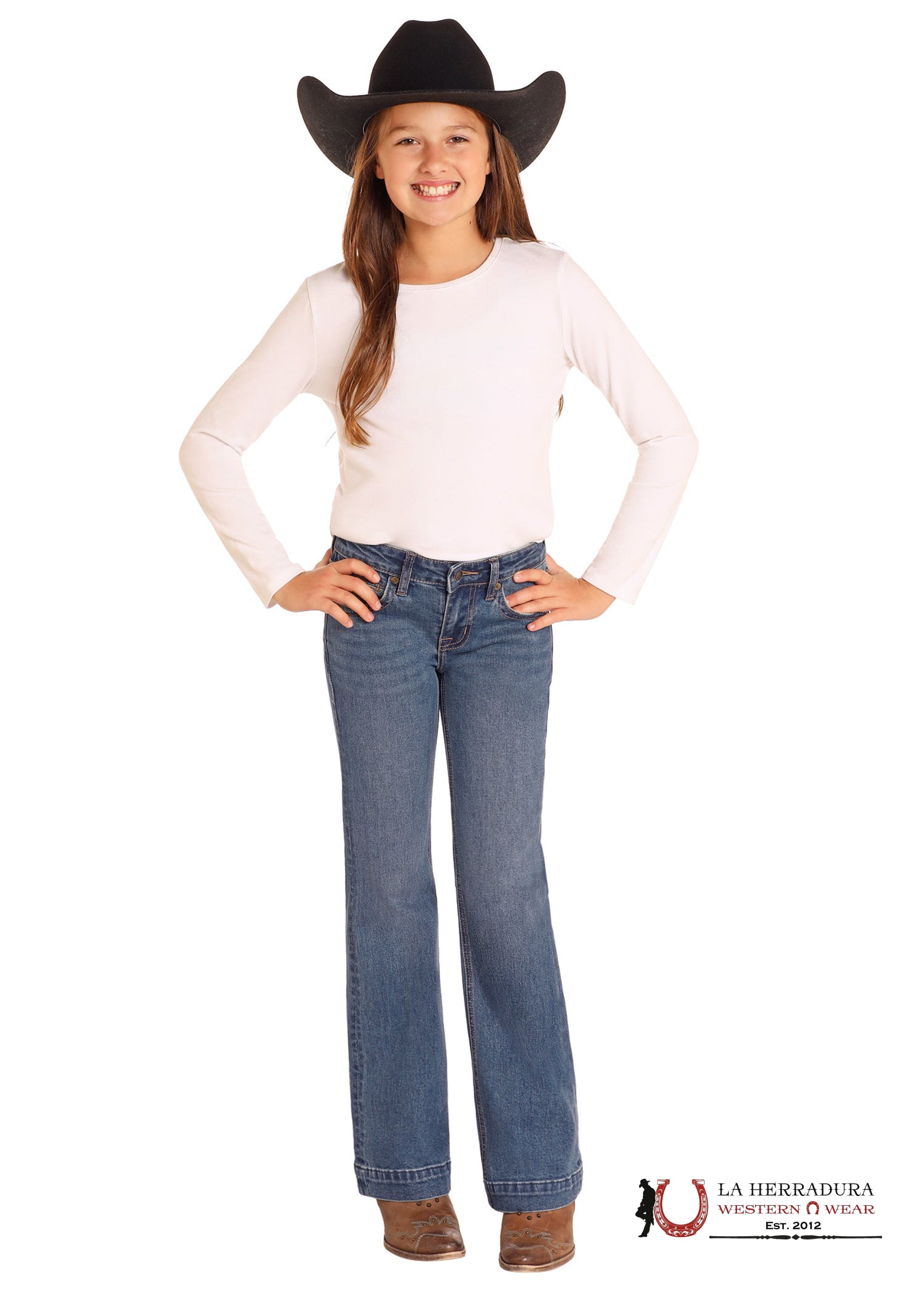 GIRLS JEAM ROCK&ROLL BOOT STITCH EMB TROUSER Medium Vintage BG5MD04929 NIÑOS