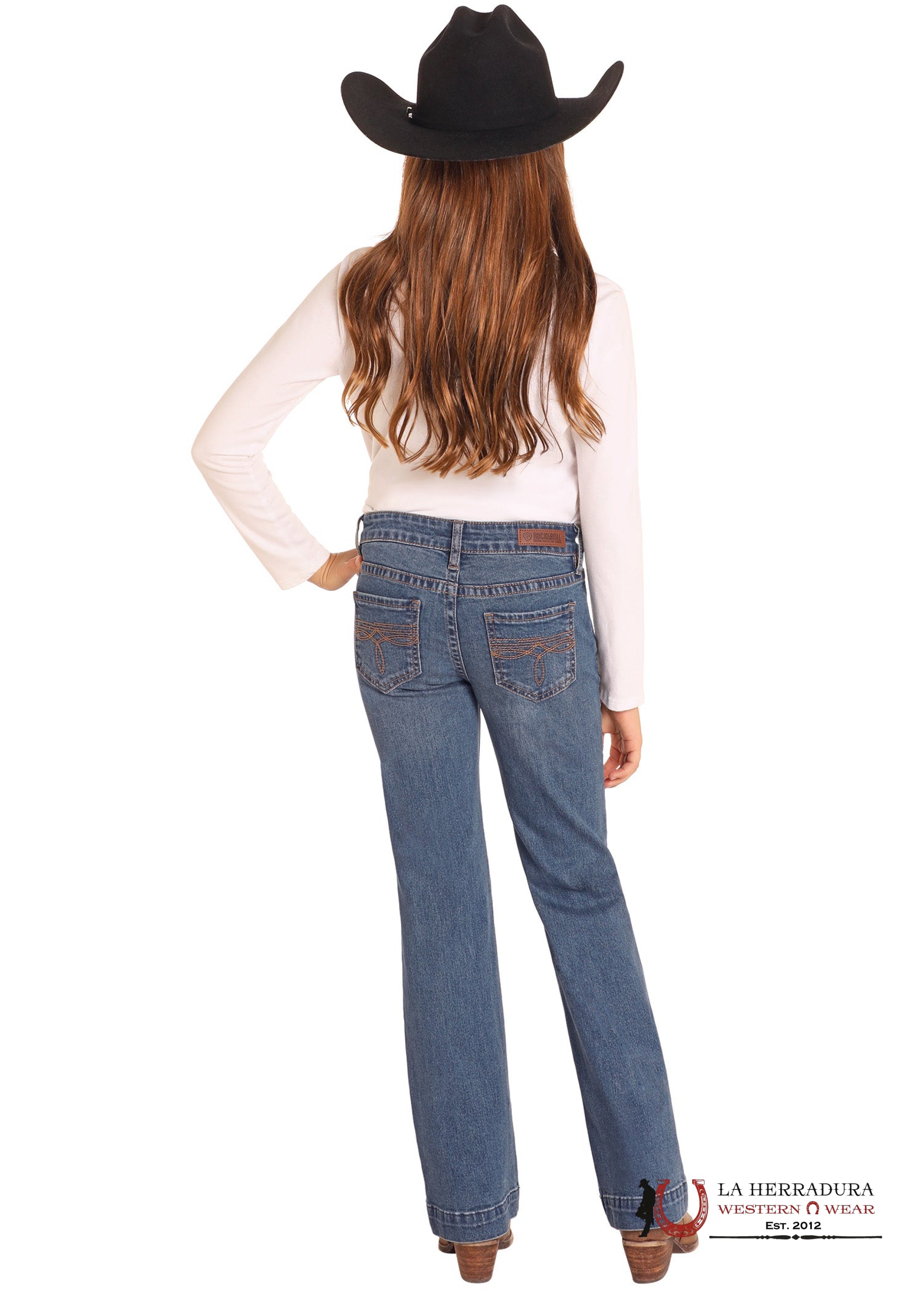 GIRLS JEAM ROCK&ROLL BOOT STITCH EMB TROUSER Medium Vintage BG5MD04929 NIÑOS