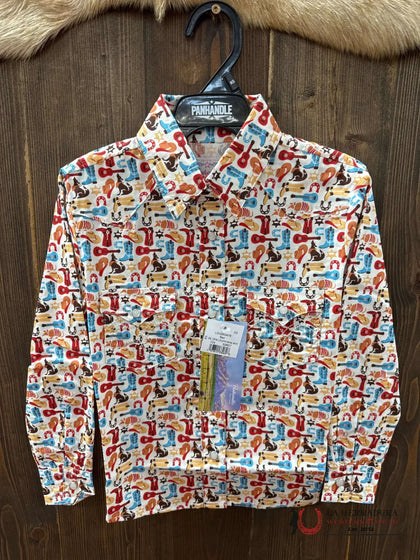 Girls Panhandle Long Sleeve Print Snap Shirt LGN2S04978