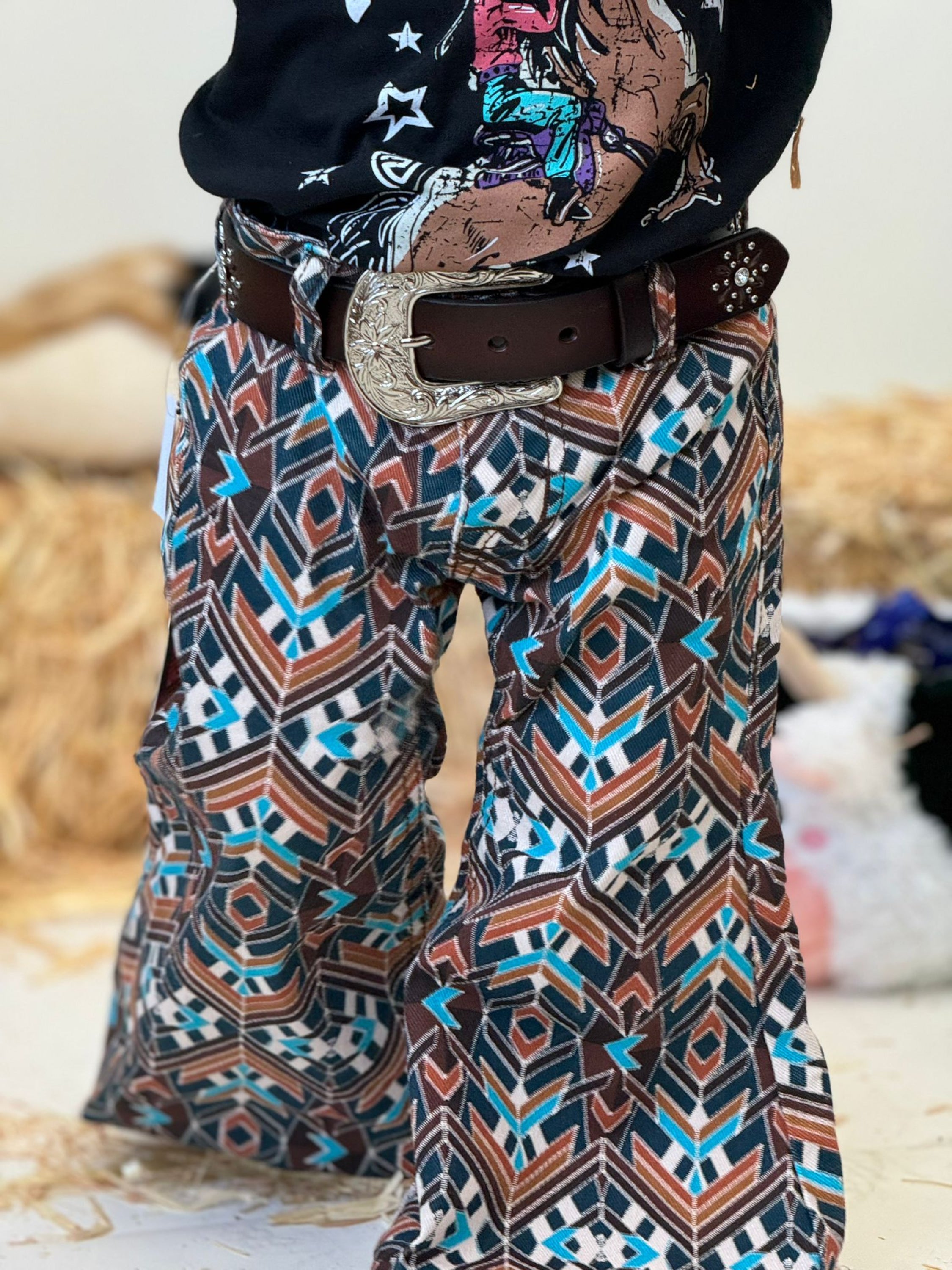 Girls Rock & Roll Brown Patch Bell Bottom Niños