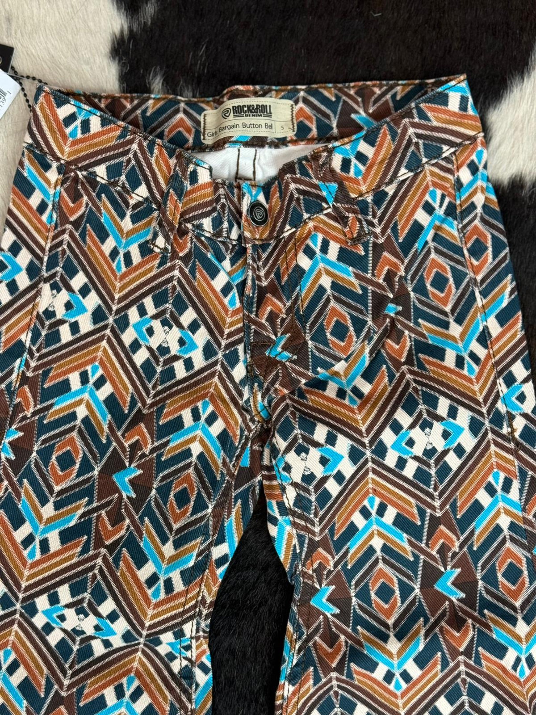 Girls Rock & Roll Brown Patch Bell Bottom Niños