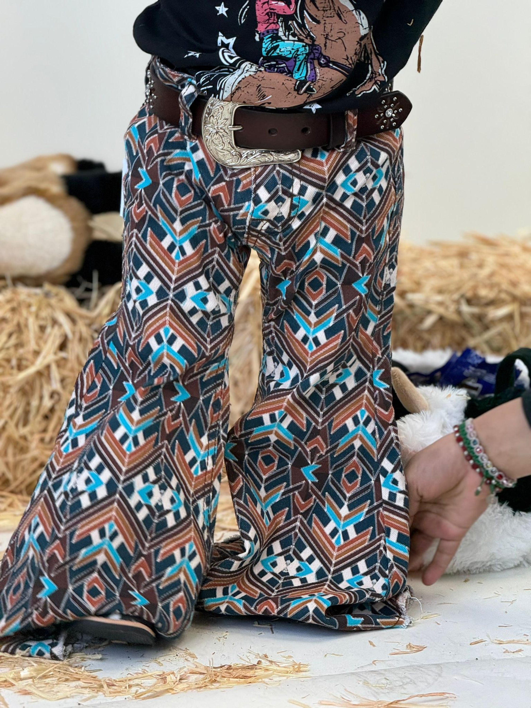 Girls Rock & Roll Brown Patch Bell Bottom Niños