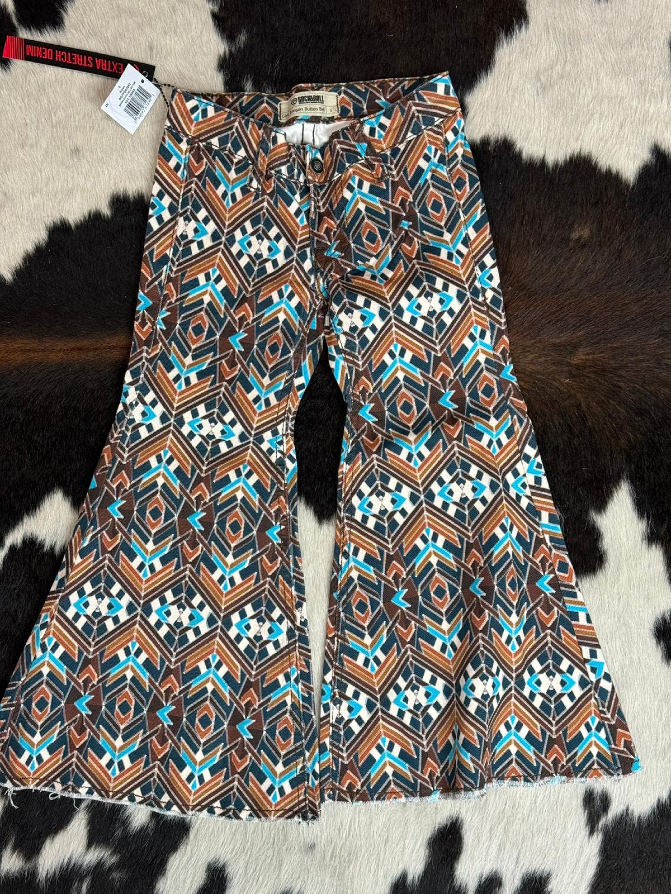 Girls Rock & Roll Brown Patch Bell Bottom Niños