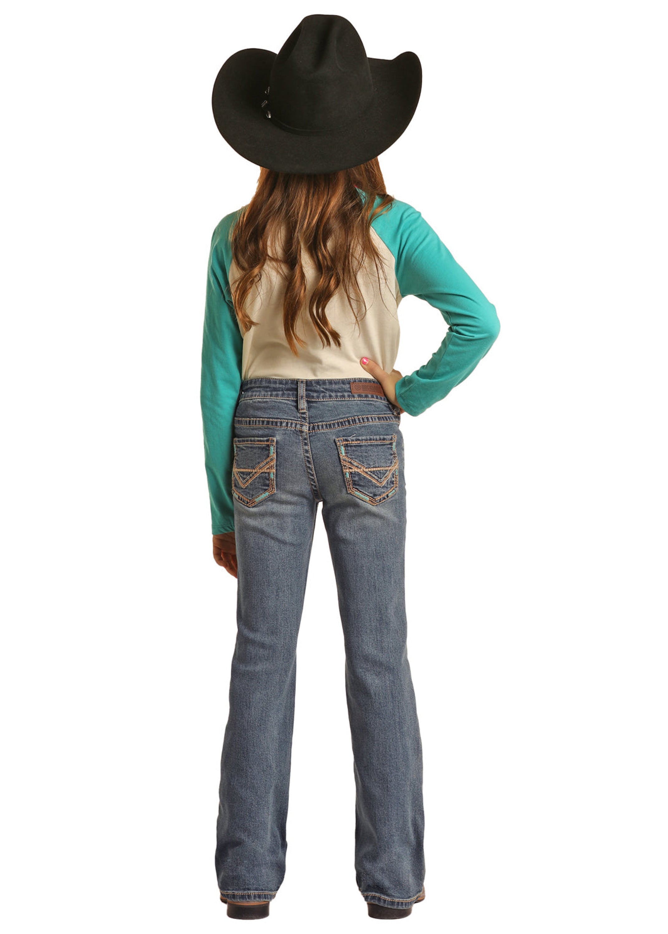 GIRLS ROCK & ROLL MEDIUM VINTAGE PETAL STITCH EMB MID RISE BOOTCUT BG4MD02553 NIÑOS