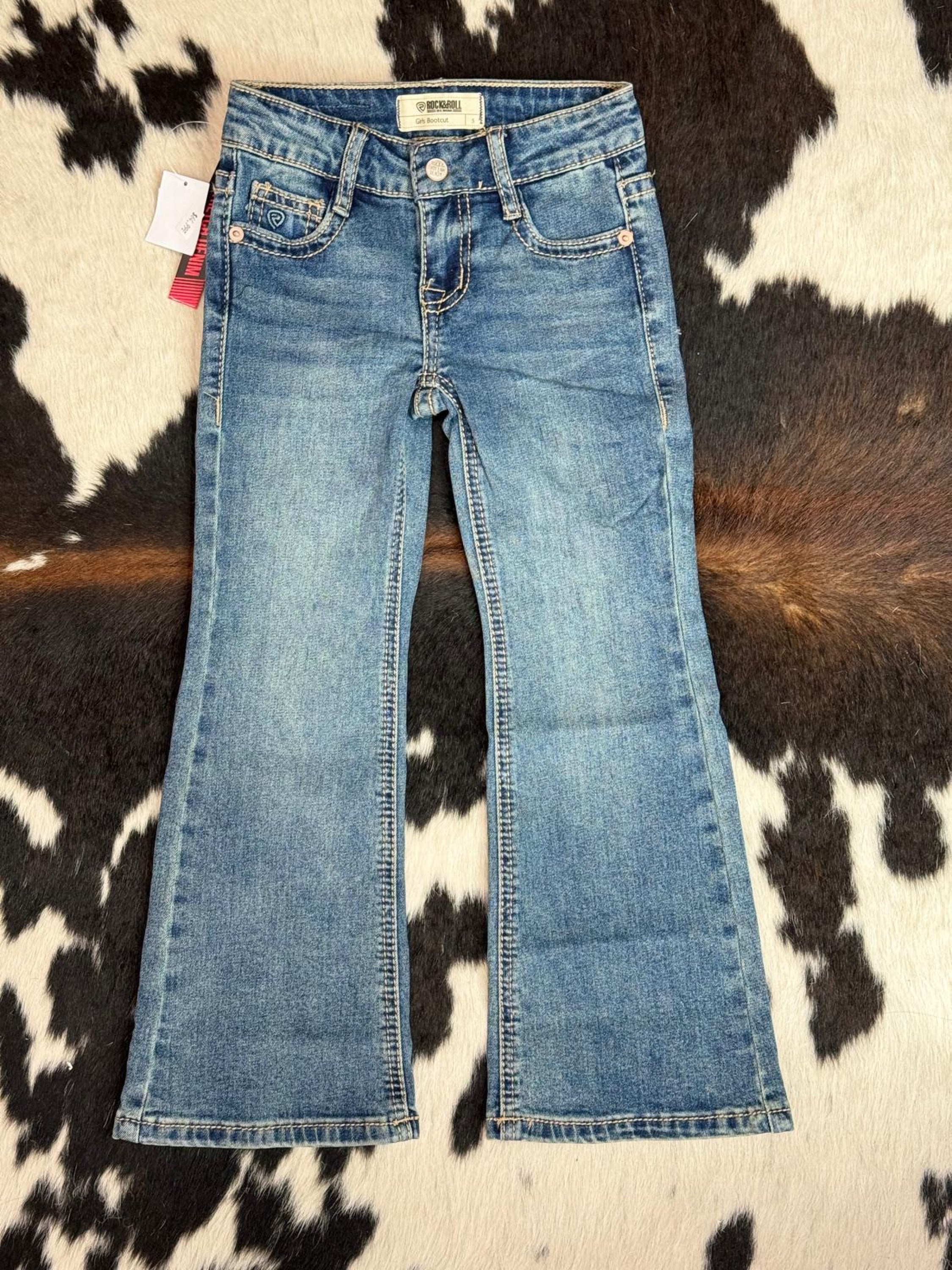 Girls Rock & Roll Medium Vintage Petal Stitch Emb Mid Rise Bootcut Niños