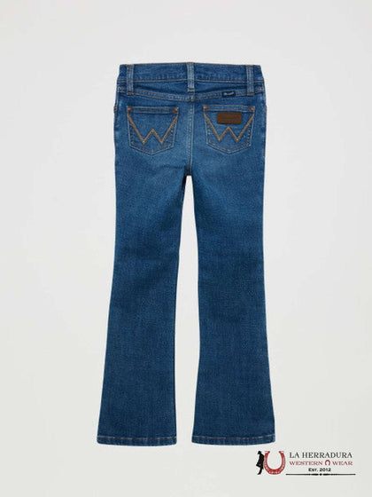 GIRLS WRANGLER JEANS REG BOOTCUT BROWN AND WHITE SEAMS 112365046