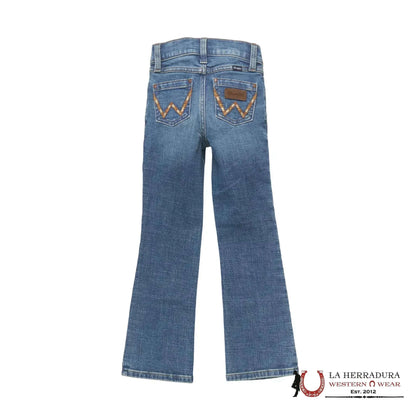 GIRLS WRANGLER JEANS REG BOOTCUT Washed with brown seams 112353039
