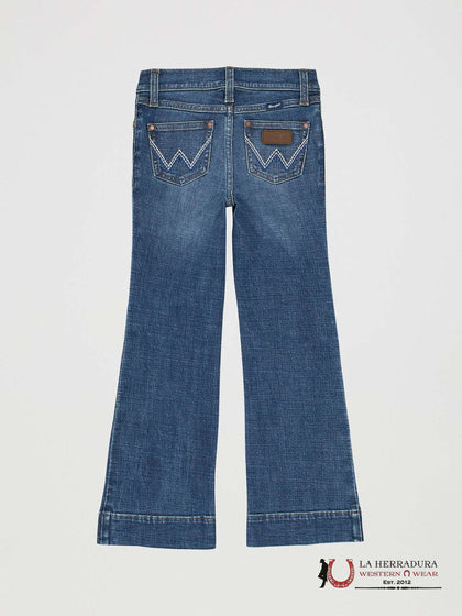 GIRLS WRANGLER JEANS REG TROUSER DARK DENIM WITH BLUE AND WHITE STITCHING 112367504