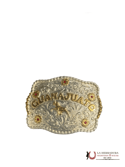 HEBILLA CUADRADA GUANAJUATO ORO Y PLATA