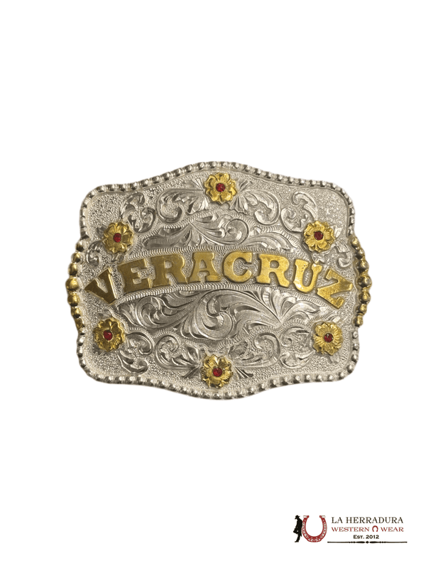 HEBILLA CUADRADA VERCRUZ DE ORO Y PLATA