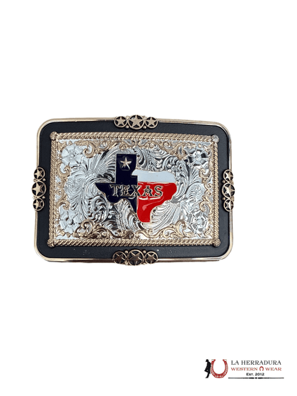 GOLD & BLACK TEXAS STATE SQUARE BUCKLE