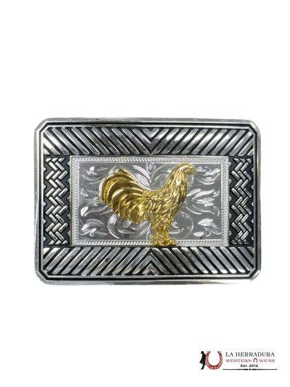 GOLD GALLO AZTEC DESIGN SQUARE BUCKLE
