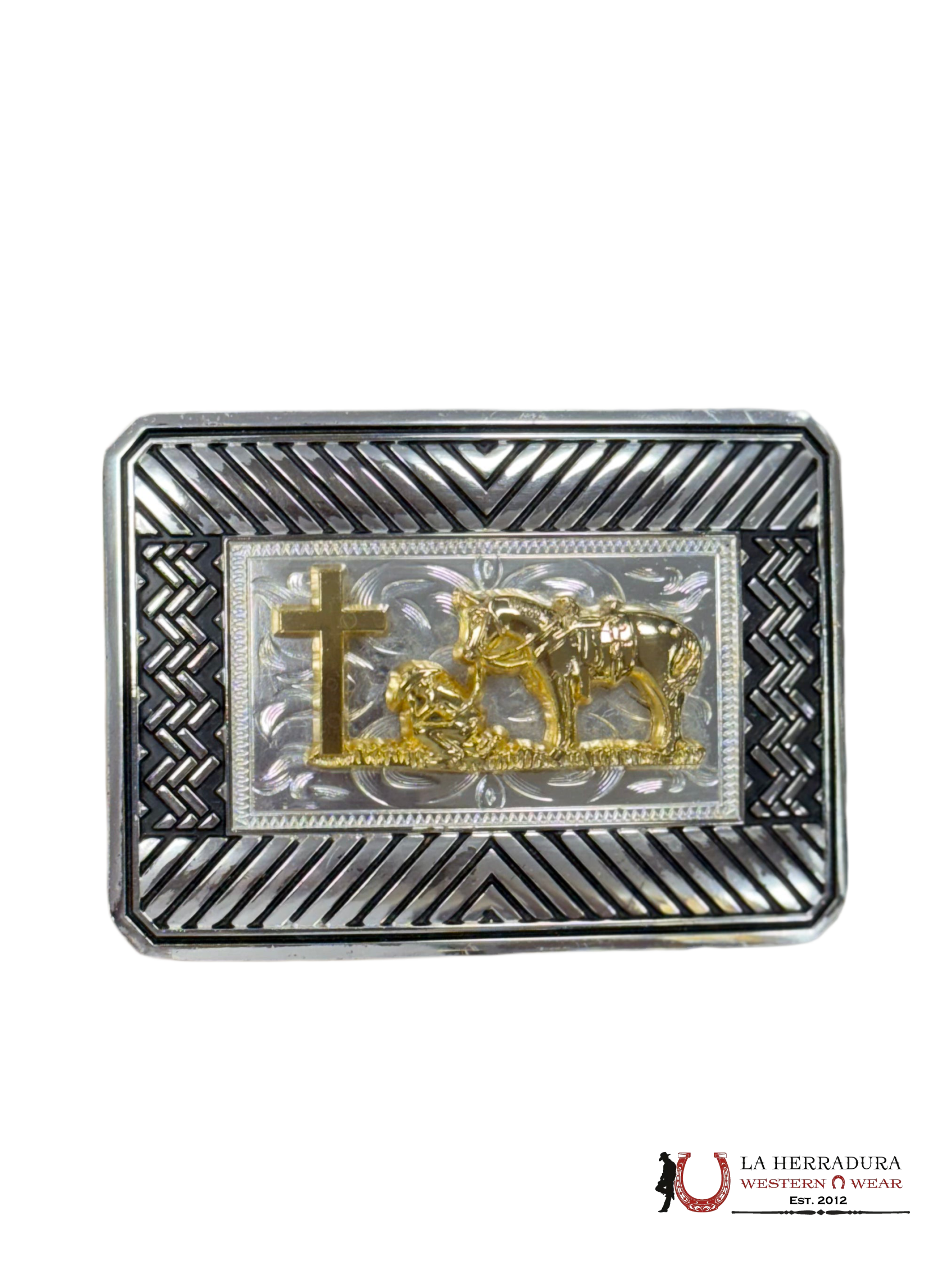 GOLD GINETE AZTEC DESIGN SQUARE BUCKLE ACCESORIOS